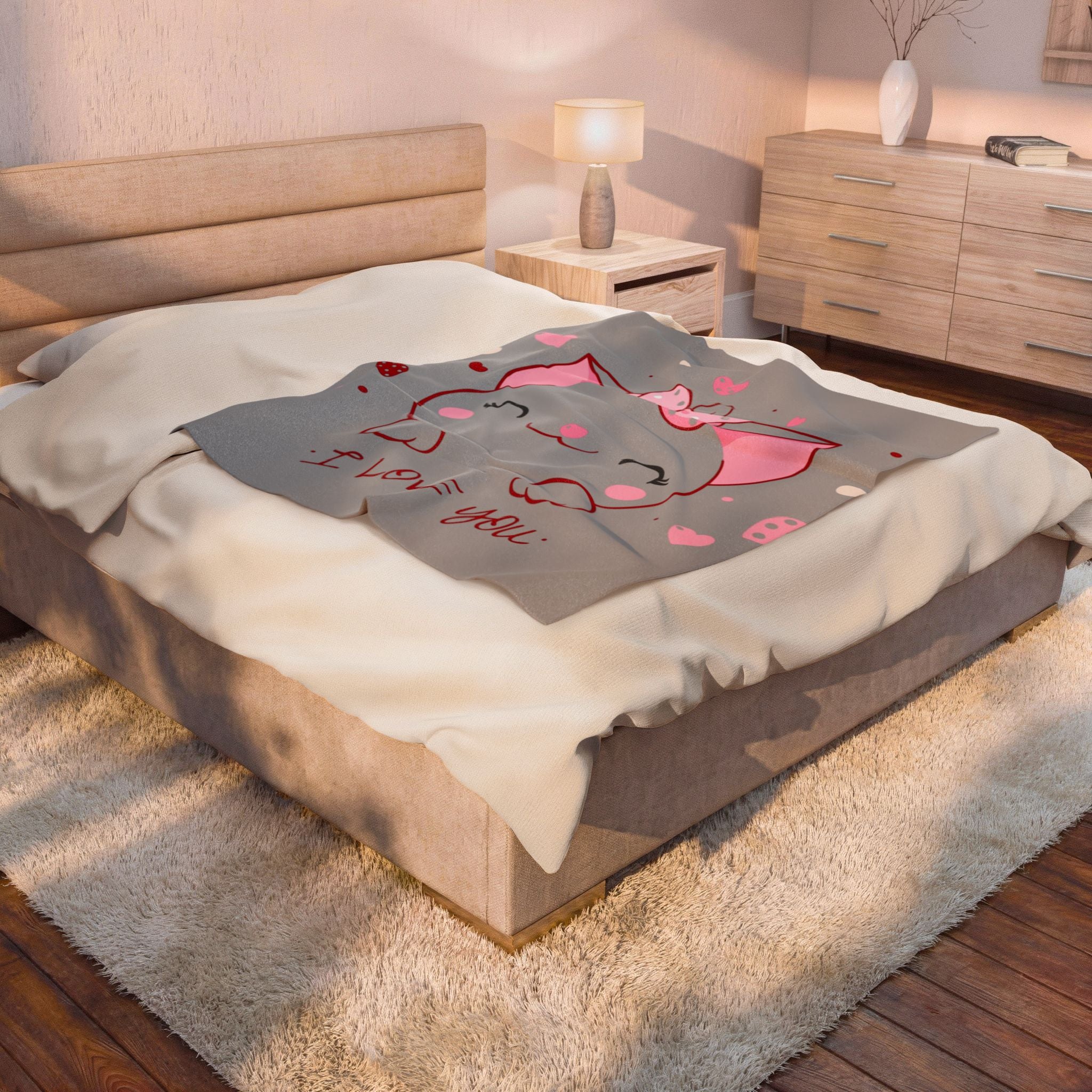 Kitty Love Velveteen Plush Blanket