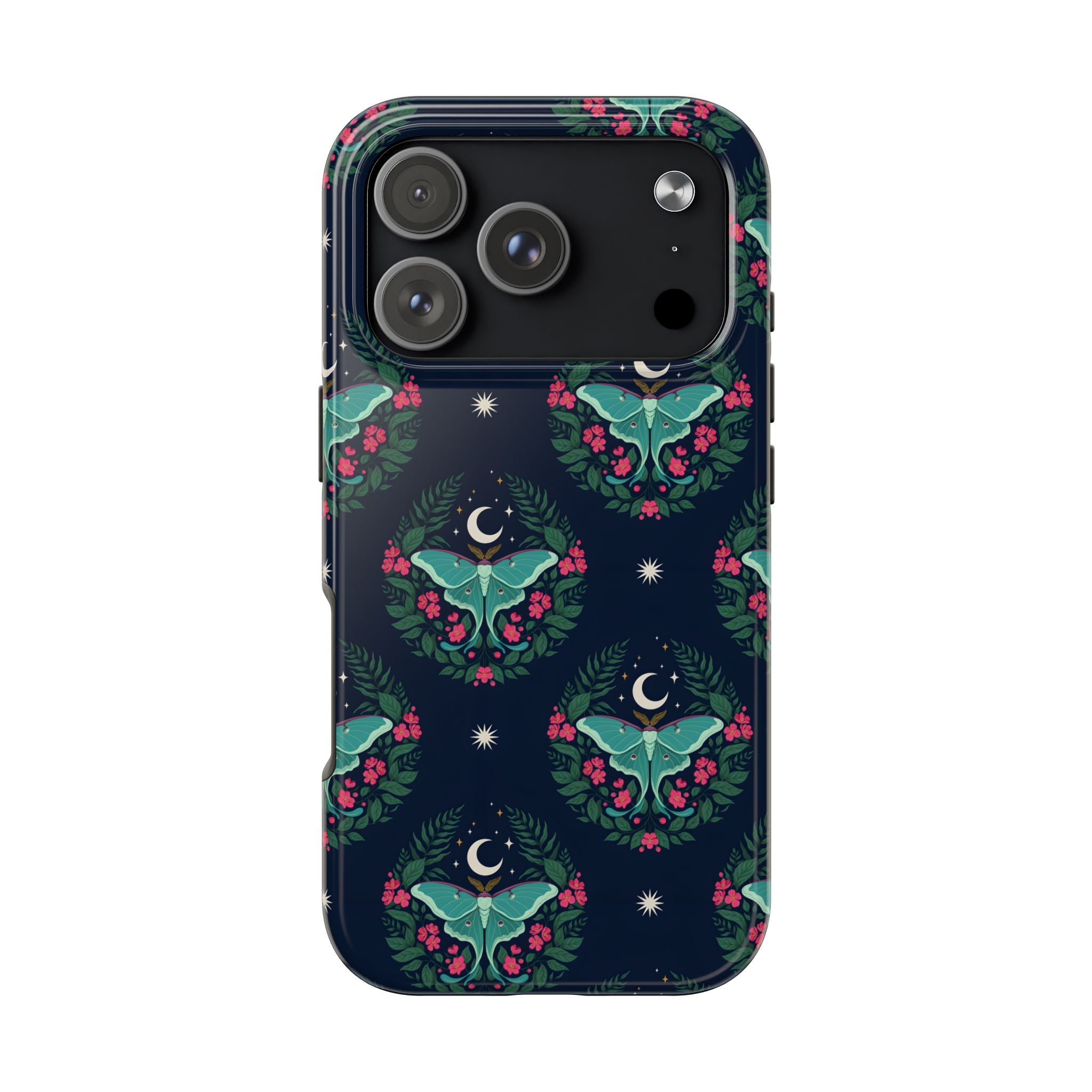 Moon Moth Tough Phone Case — Botanical Nightscape Protective Cover