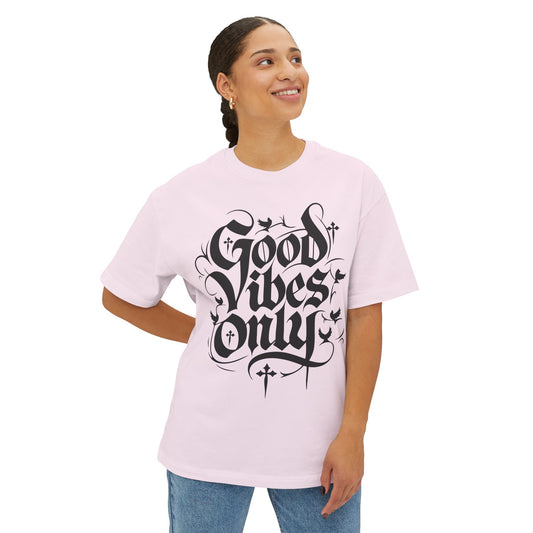 Good Vibes Only Goth Unisex Oversized Boxy Tee
