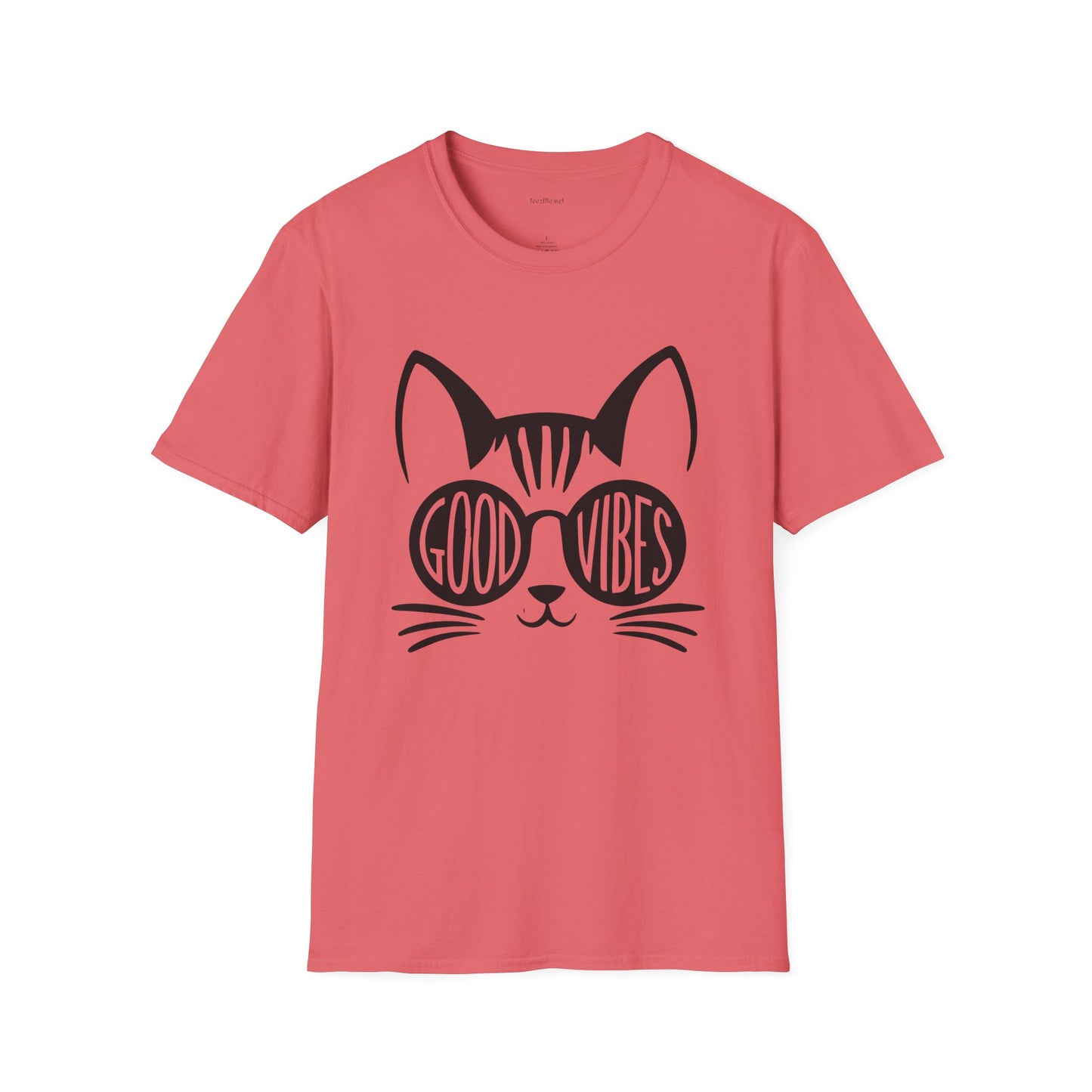 Good Vibes Cat Glasses 01 Unisex Softstyle T-Shirt 100% Cotton Graphic