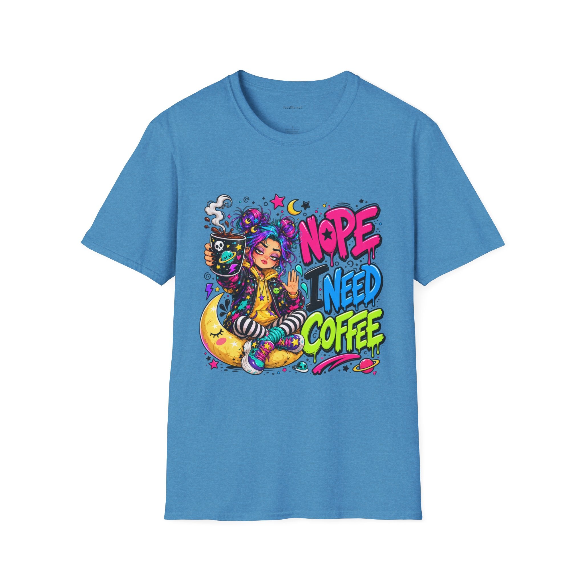 Nope I Need Coffee T‑Shirt — Colorful Coffee Lover Graphic Tee