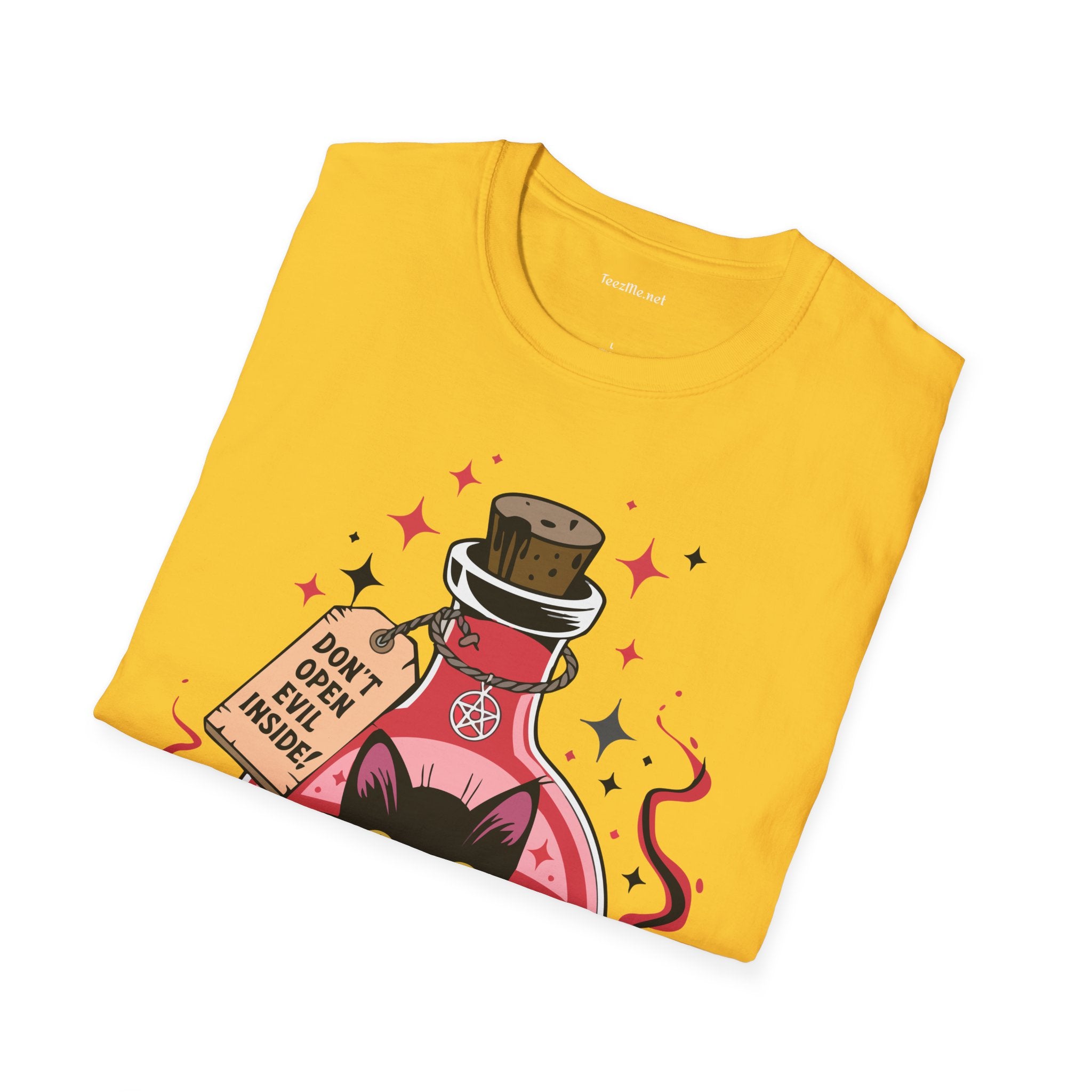 Evil Cat Inside Unisex Softstyle T-Shirt 100% Cotton Graphic
