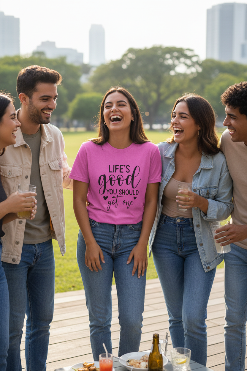 T-Shirt — "Life's Good You Should Get One" Inspirational Graphic Tee