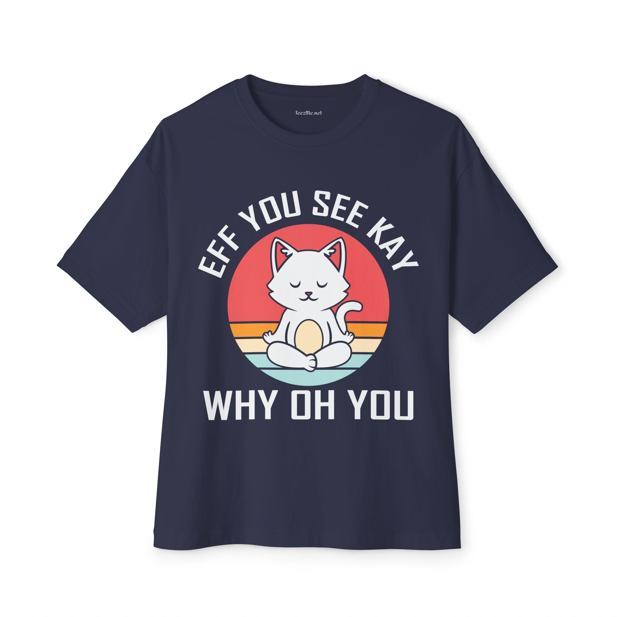 Graphic Tee - "Eff You See Kay Why Oh You" Cute Yoga Cat Vintage Sunset T-Shirt