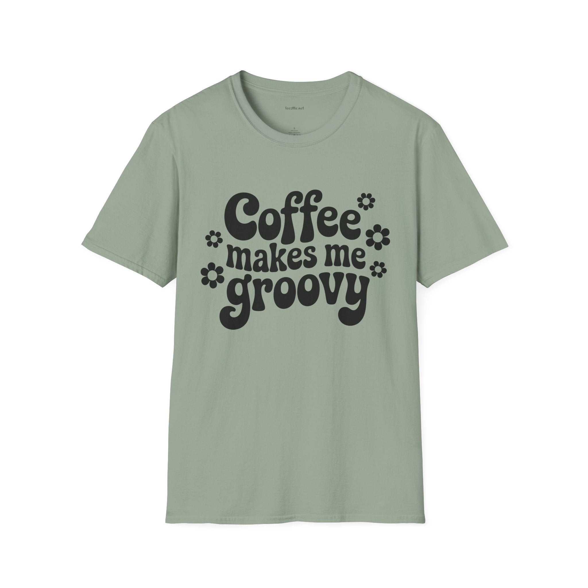 Groovy Coffee T-Shirt — “Coffee Makes Me Groovy” Retro Floral Tee