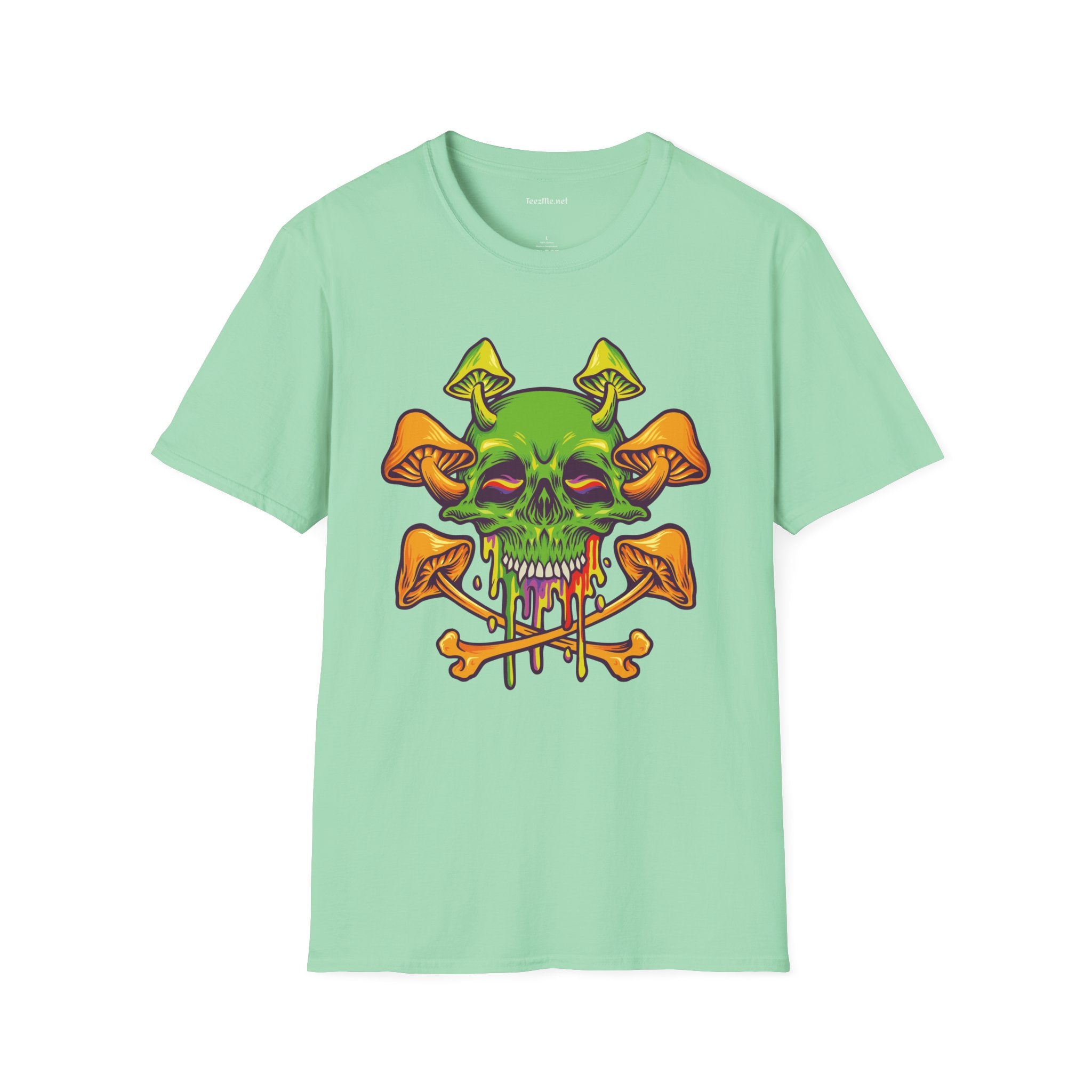 Sugar Skull Magic Mushrooms 01 Unisex Softstyle T-Shirt 100% Cotton Graphic