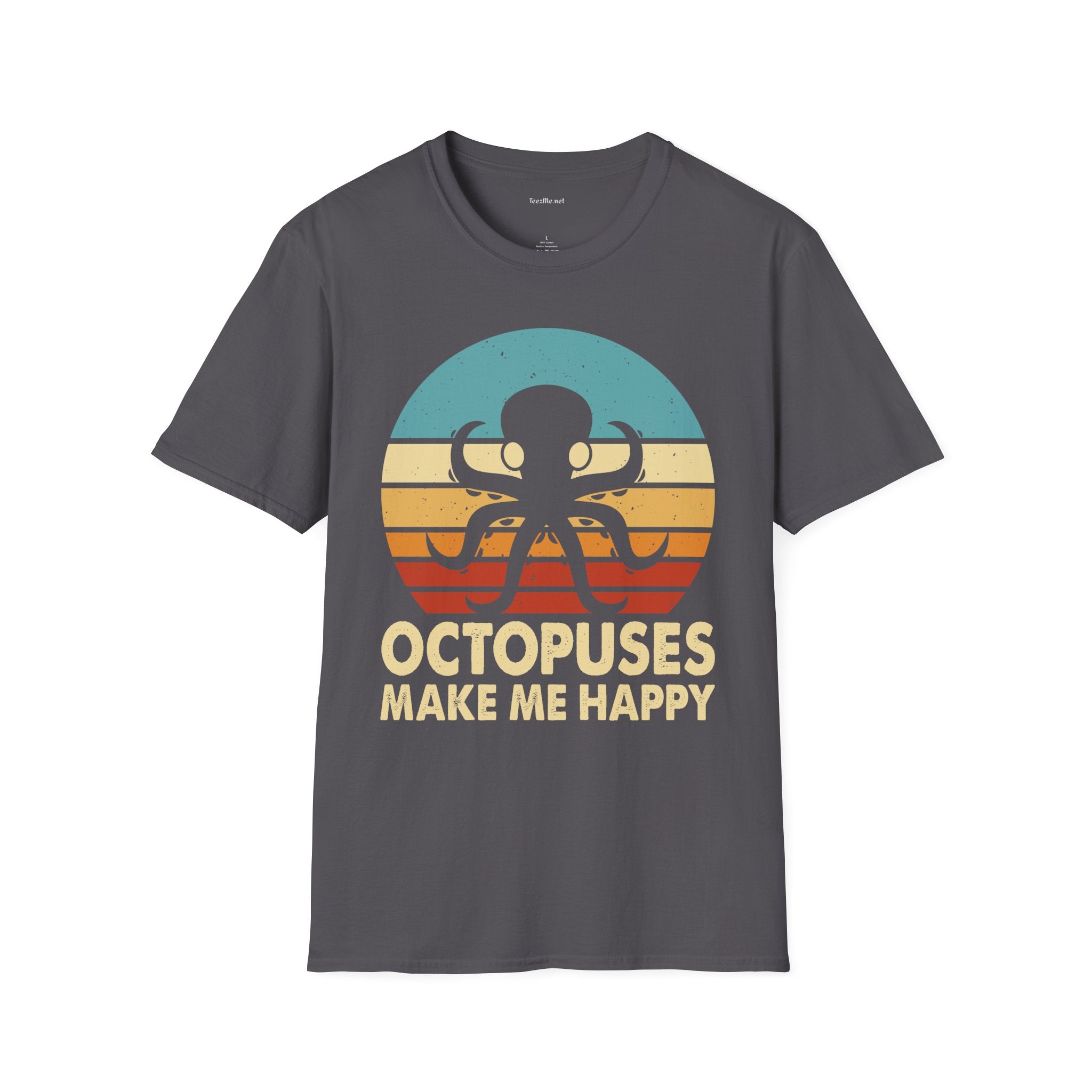 Octopuses Make Me Happy Unisex Softstyle T-Shirt 100% Cotton Graphic