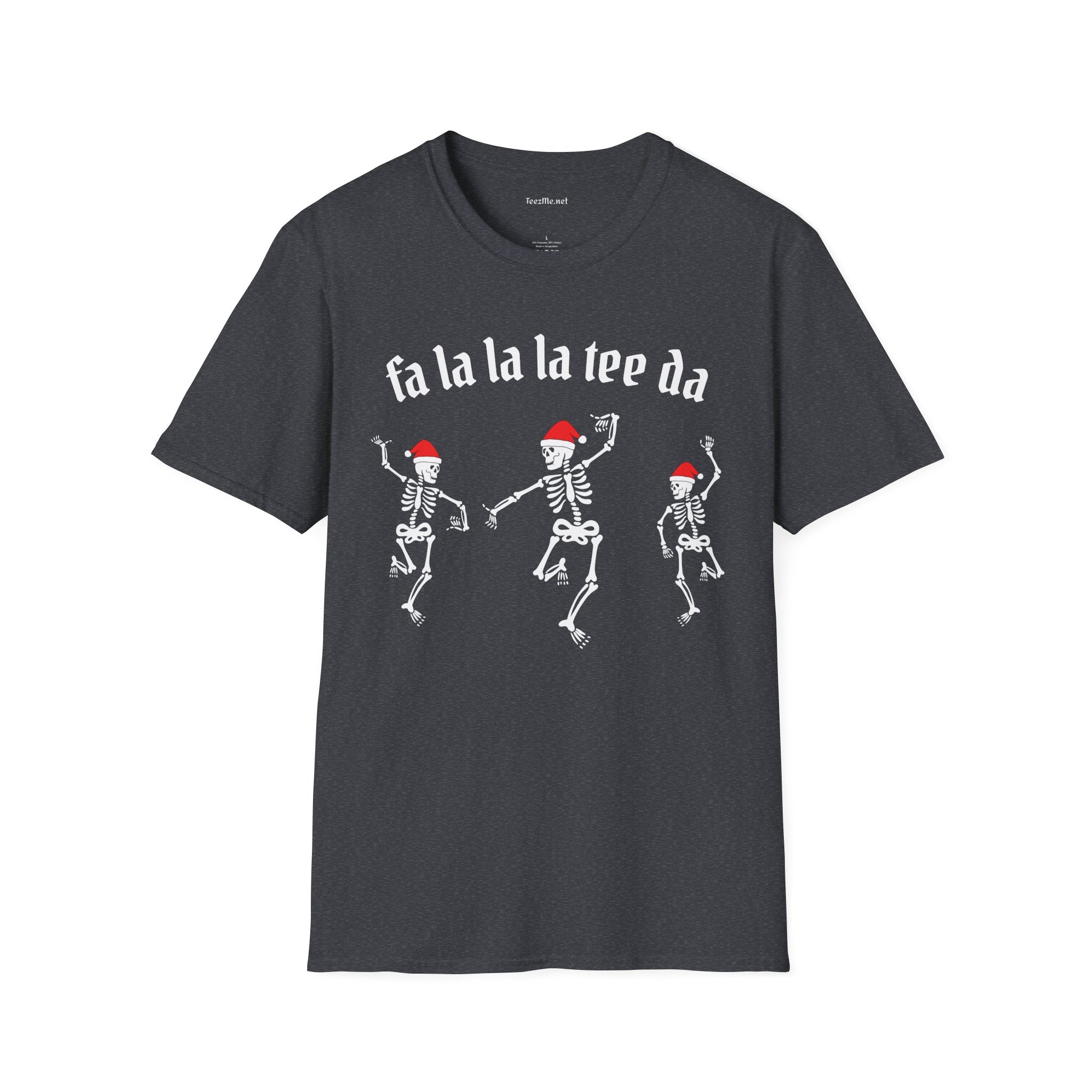 Dancing Santa Skeletons fa la la la Unisex Softstyle T-Shirt 100% Cotton Graphic