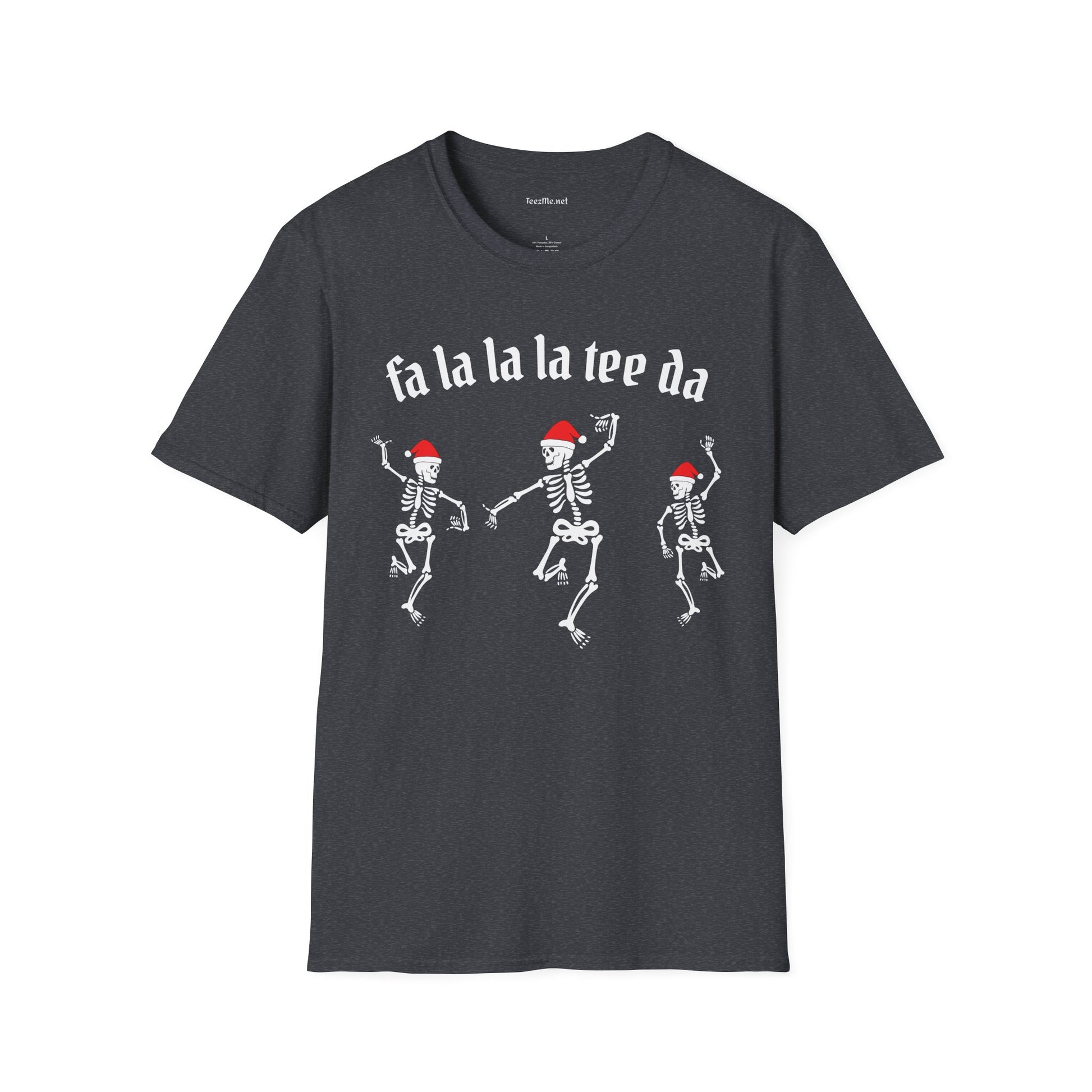 Dancing Santa Skeletons fa la la la Unisex Softstyle T-Shirt 100% Cotton Graphic
