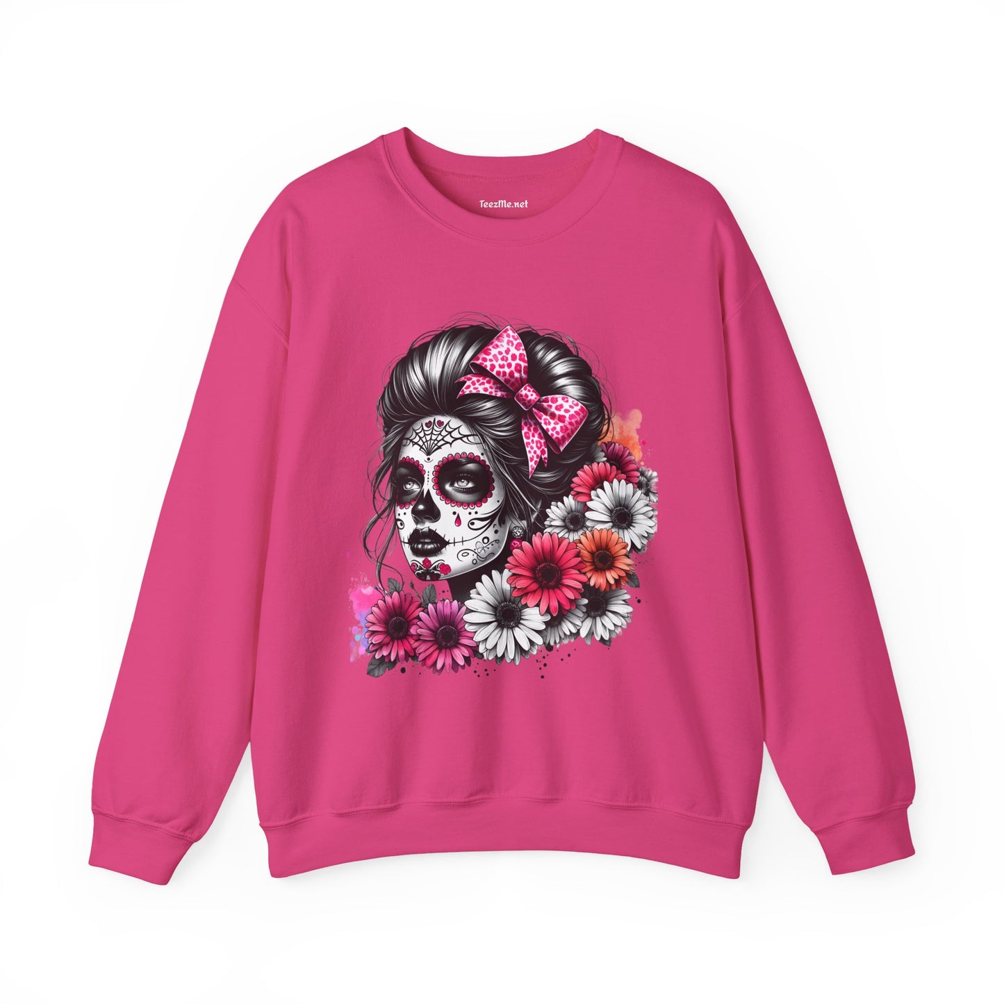 Day of the Dead Woman Sugar Skull Unisex Heavy Blend™ Crewneck Sweatshirt Graphic