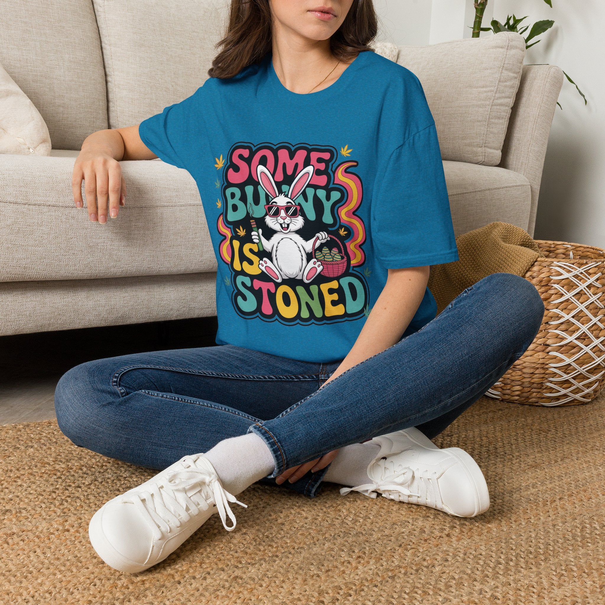 Some Bunny Is Stoned Unisex Softstyle T-Shirt 100% Cotton Graphic
