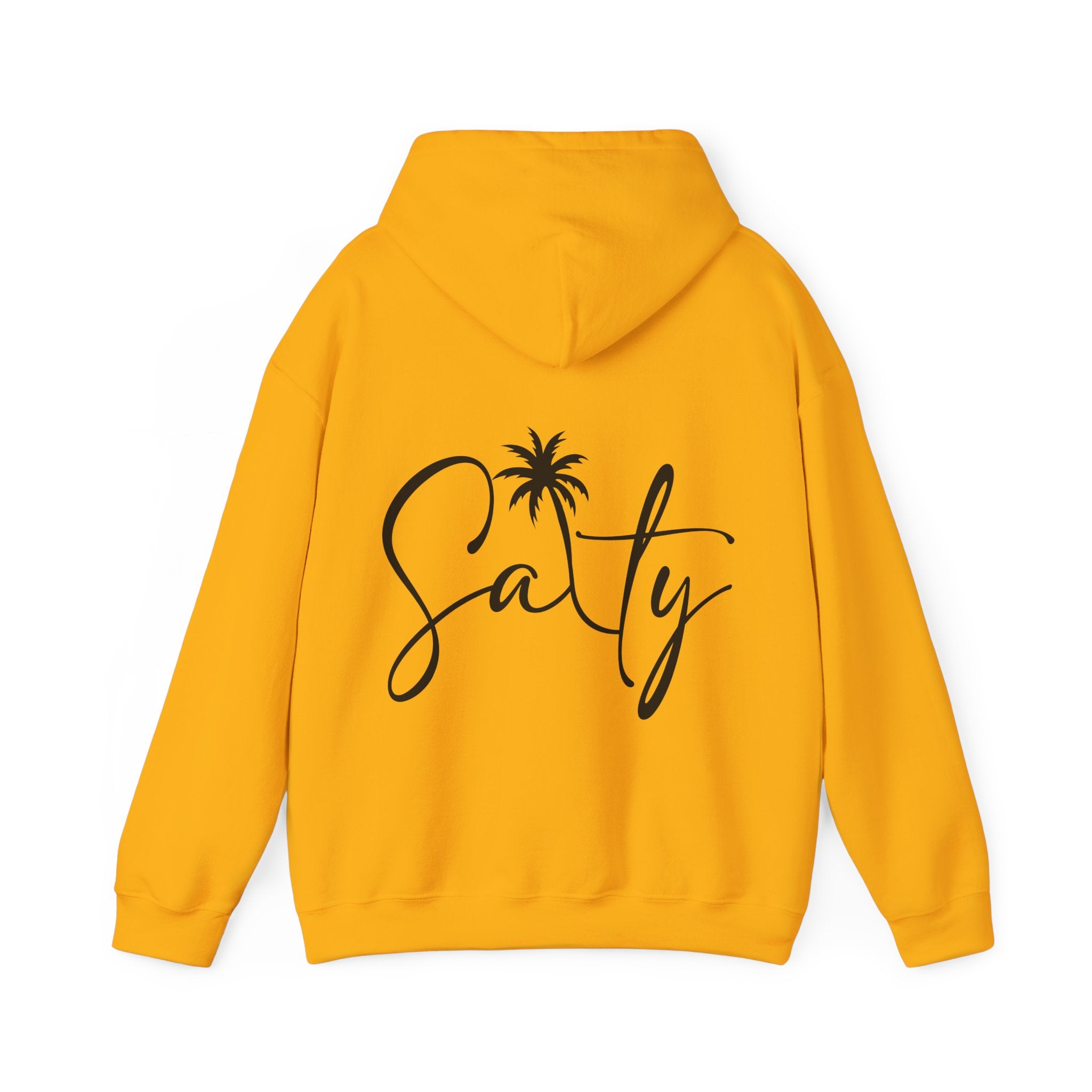 Salty Palm Hoodie — Coastal Script Beach Sweatshirt