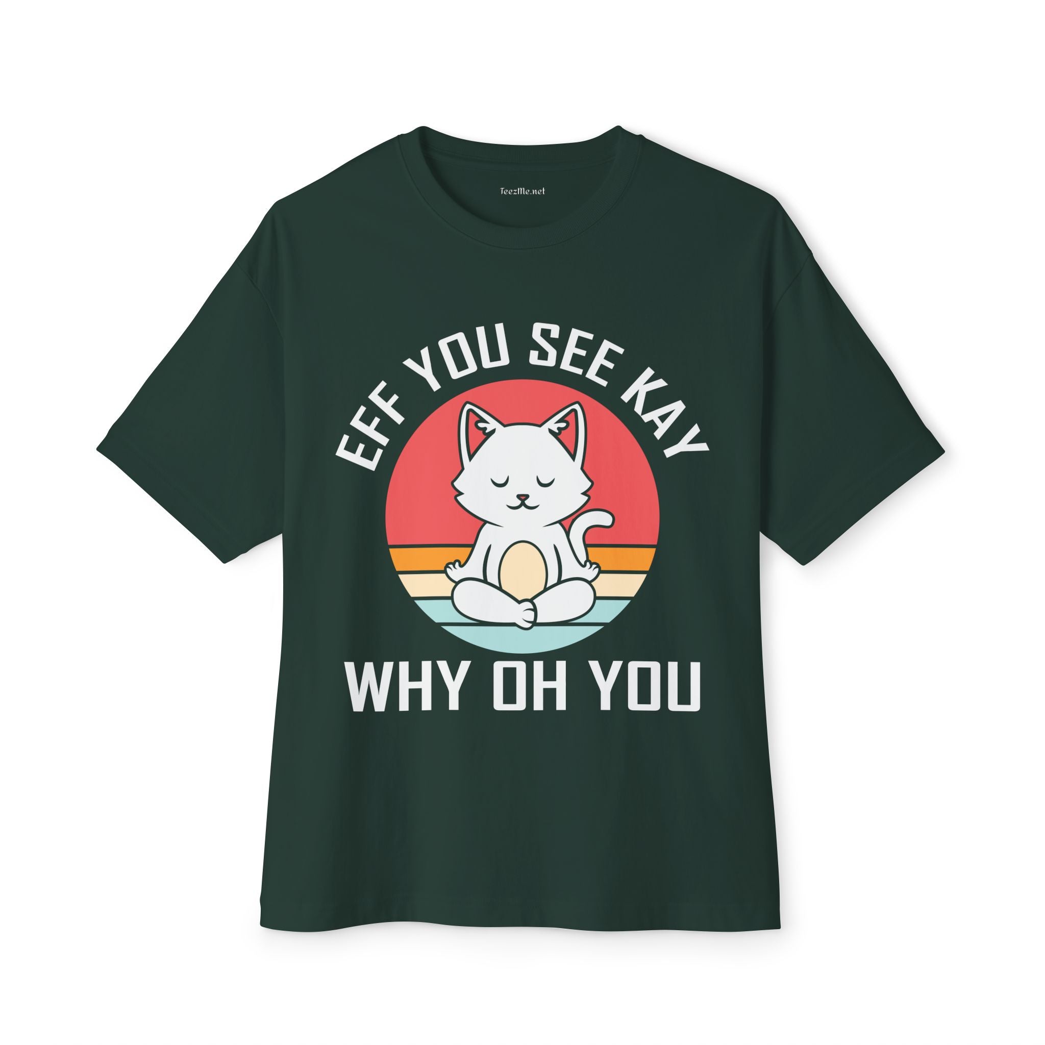 Graphic Tee - "Eff You See Kay Why Oh You" Cute Yoga Cat Vintage Sunset T-Shirt