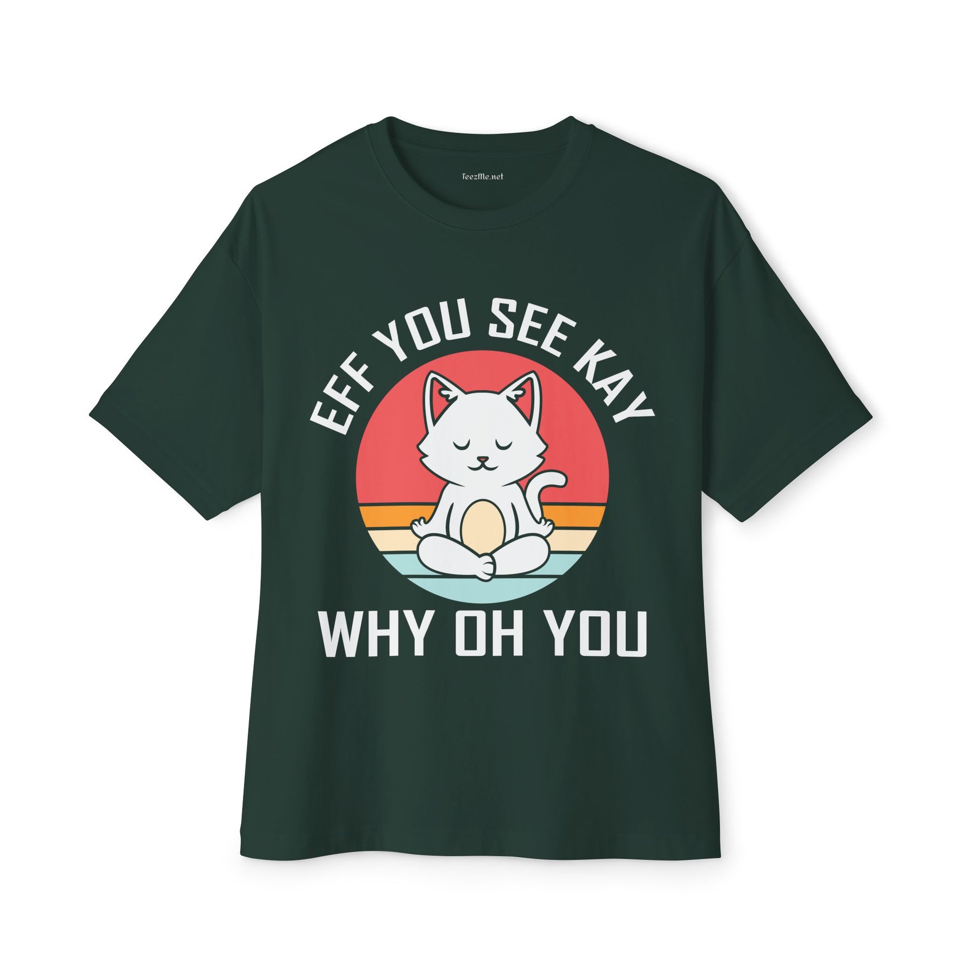 Graphic Tee - "Eff You See Kay Why Oh You" Cute Yoga Cat Vintage Sunset T-Shirt