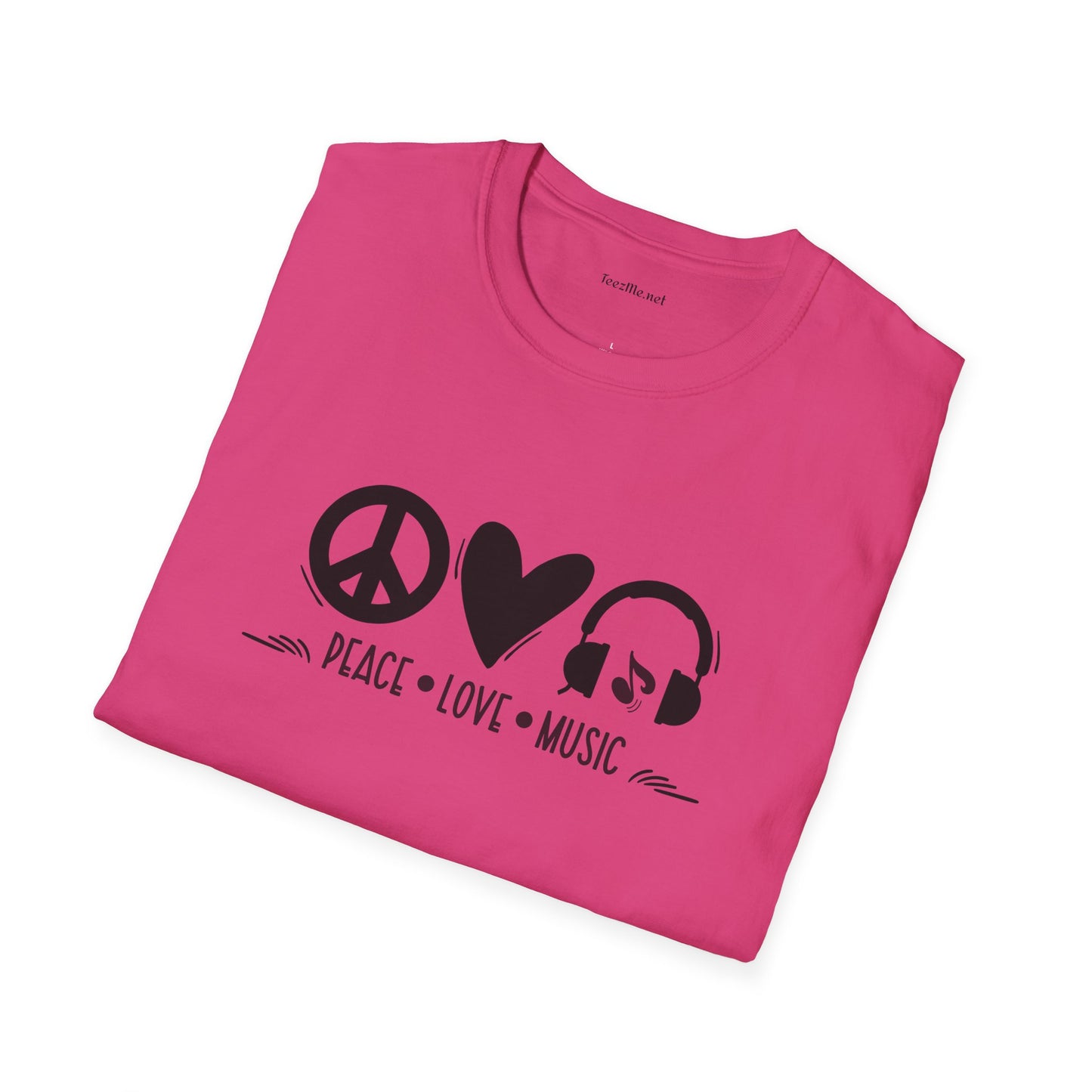 Peace Love Music - Unisex Softstyle T-Shirt 100% Cotton Graphic
