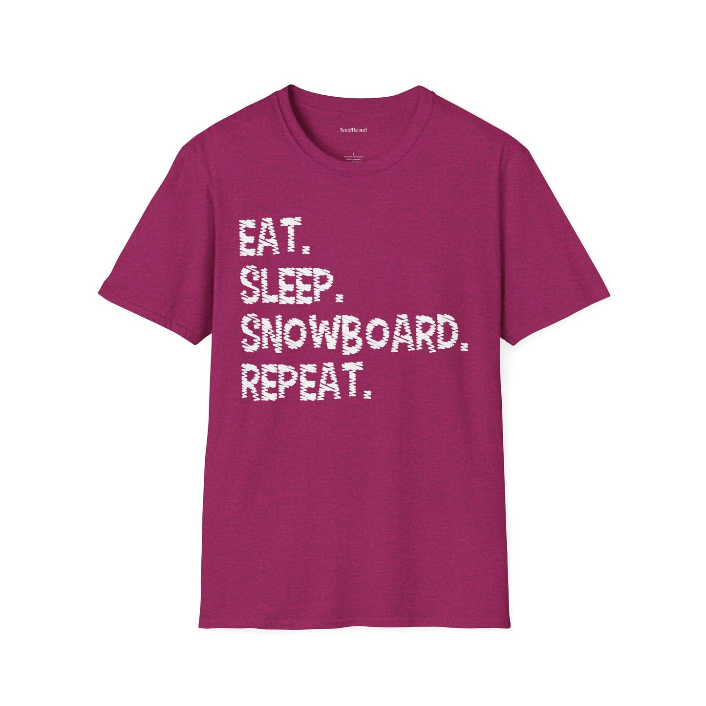 Eat Sleep Snowboard Repeat Unisex Softstyle T-Shirt 100% Cotton