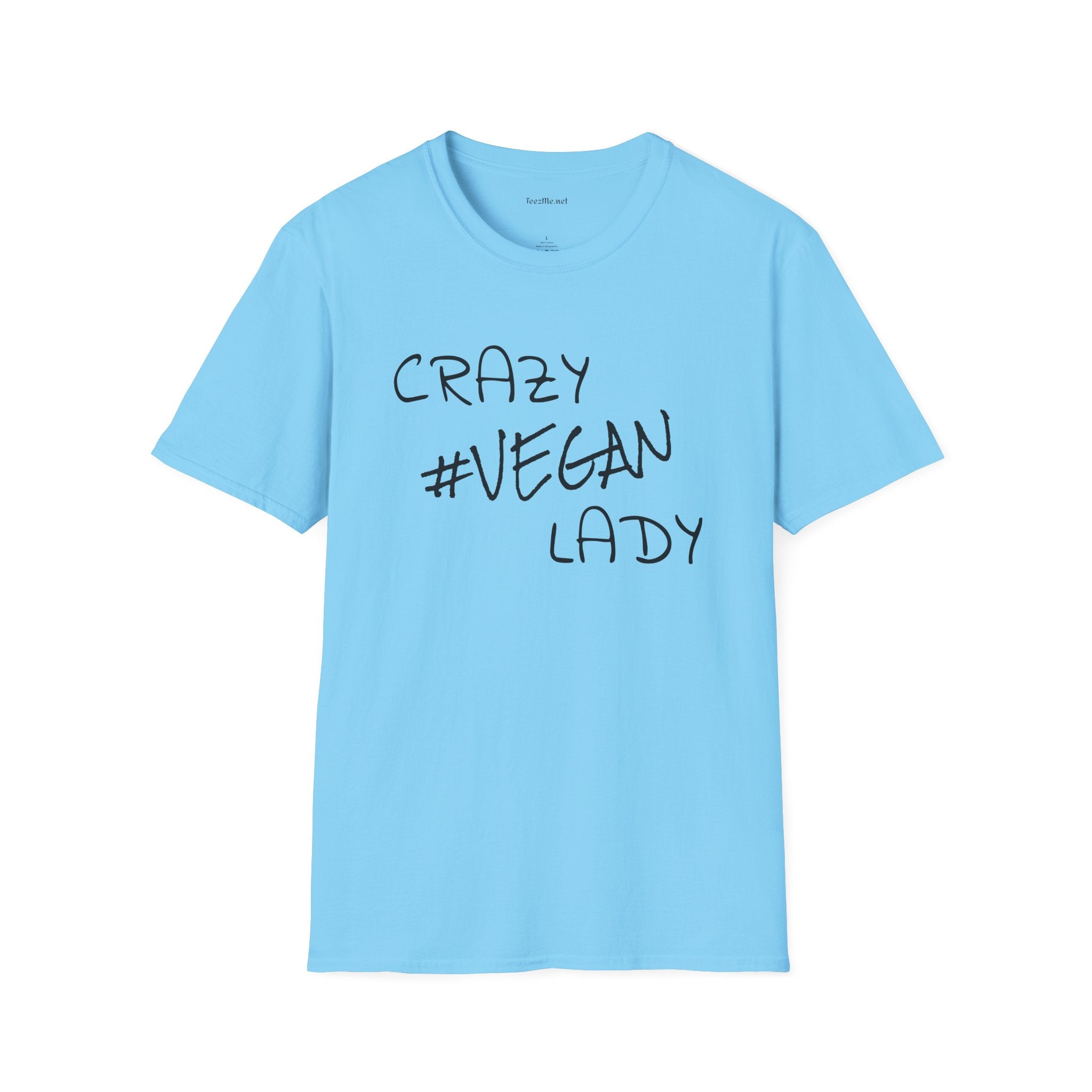 Crazy #Vegan Lady Unisex Softstyle T-Shirt 100% Cotton Graphic