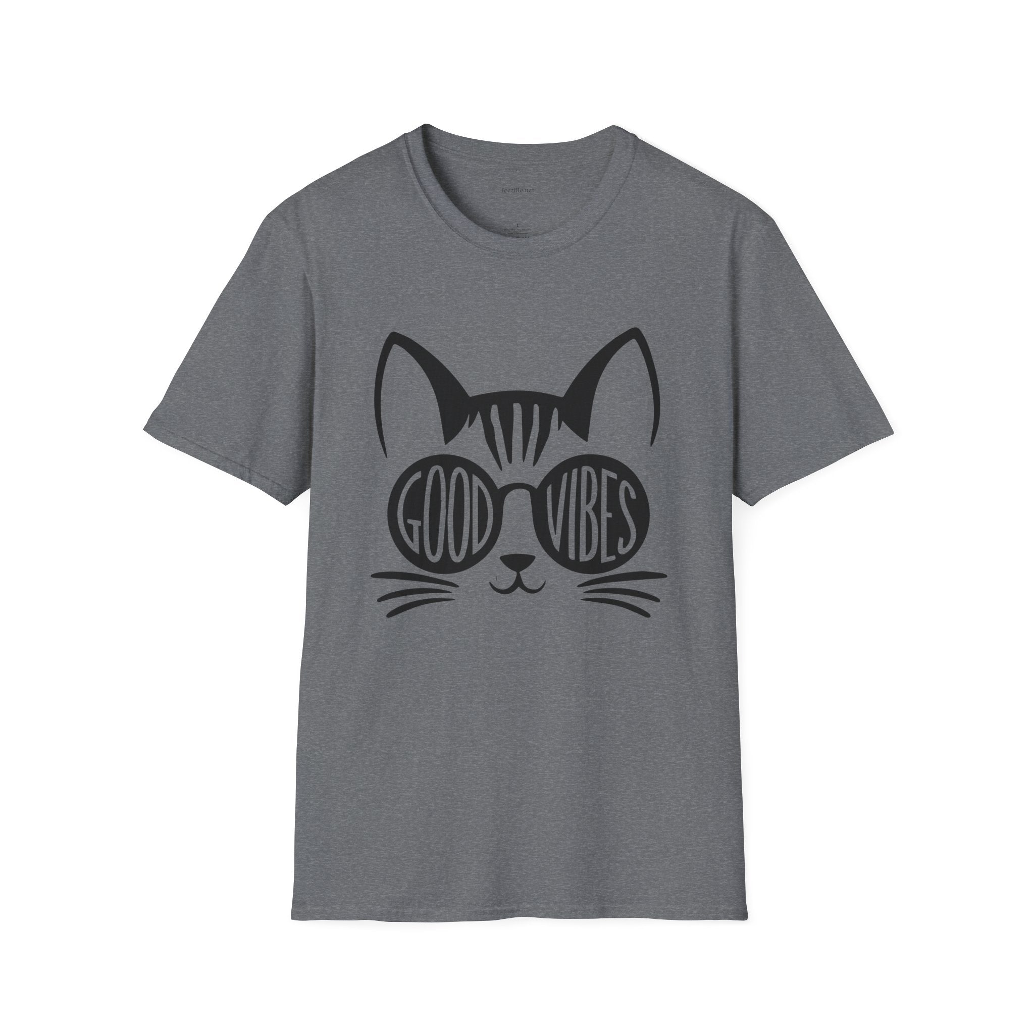 Good Vibes Cat Glasses 01 Unisex Softstyle T-Shirt 100% Cotton Graphic