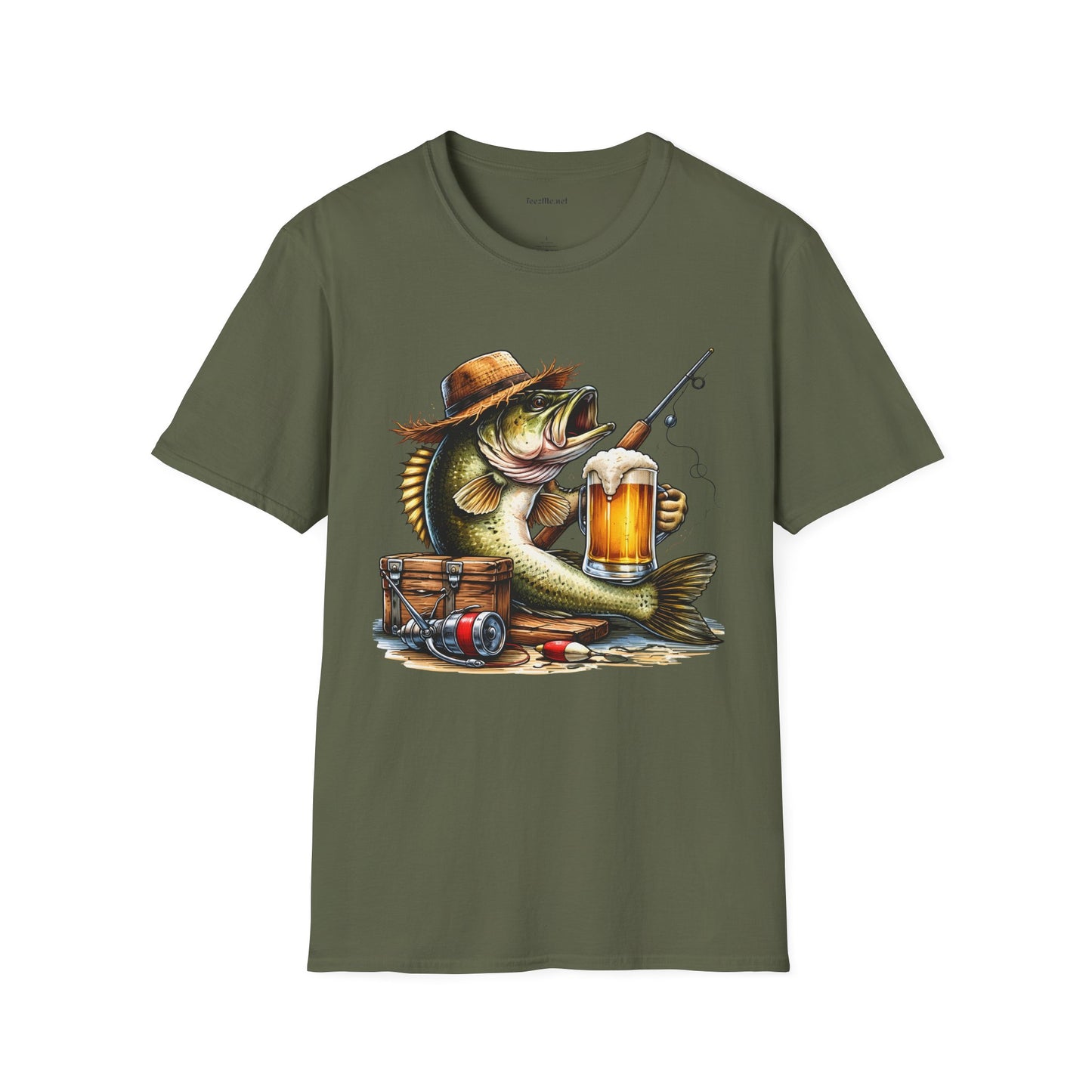 Bass Drinking Beer Unisex Soft Style T-Shirt 100% Cotton Graphic