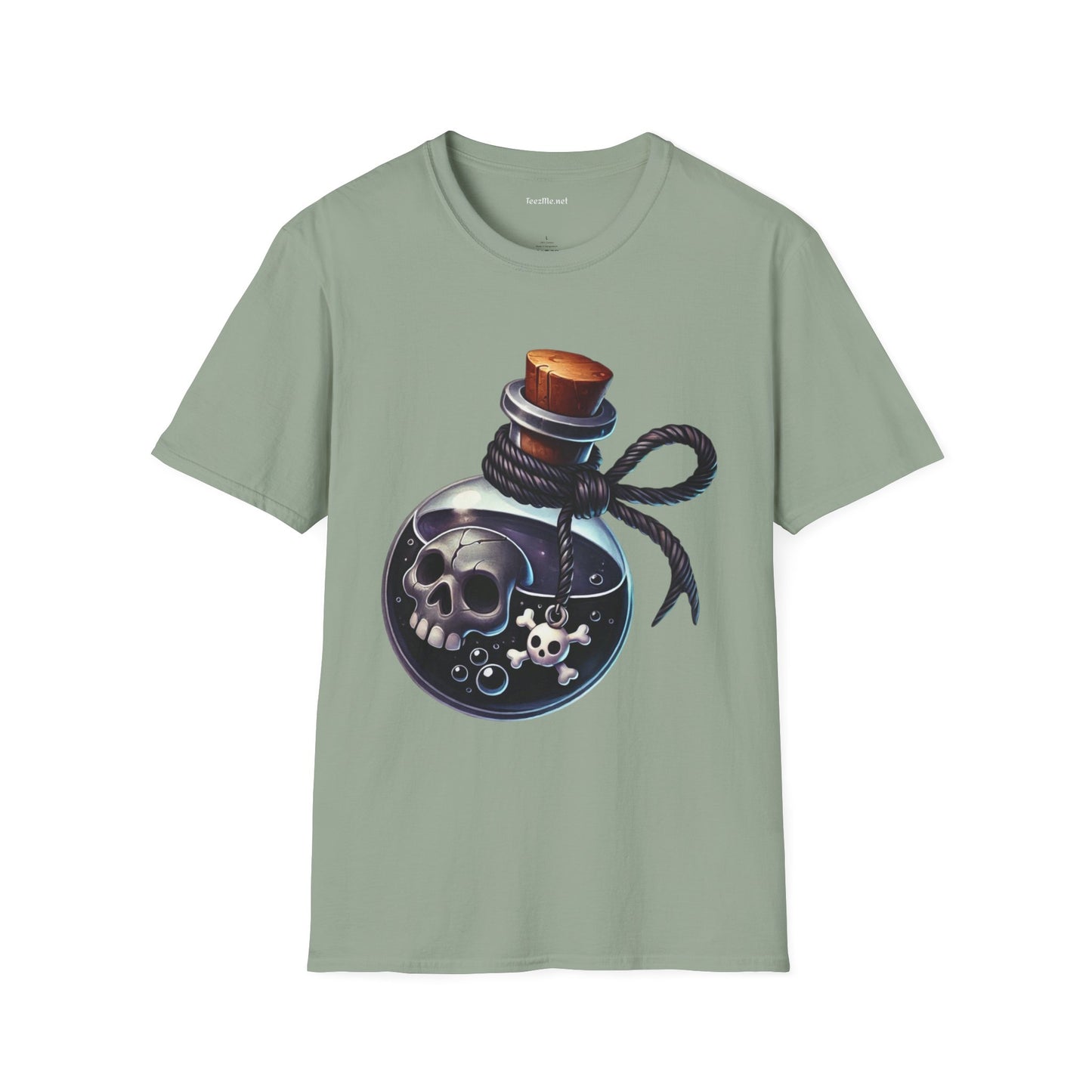 Potion with Skeleton Unisex Soft T-Shirt 100% Cotton Graphic