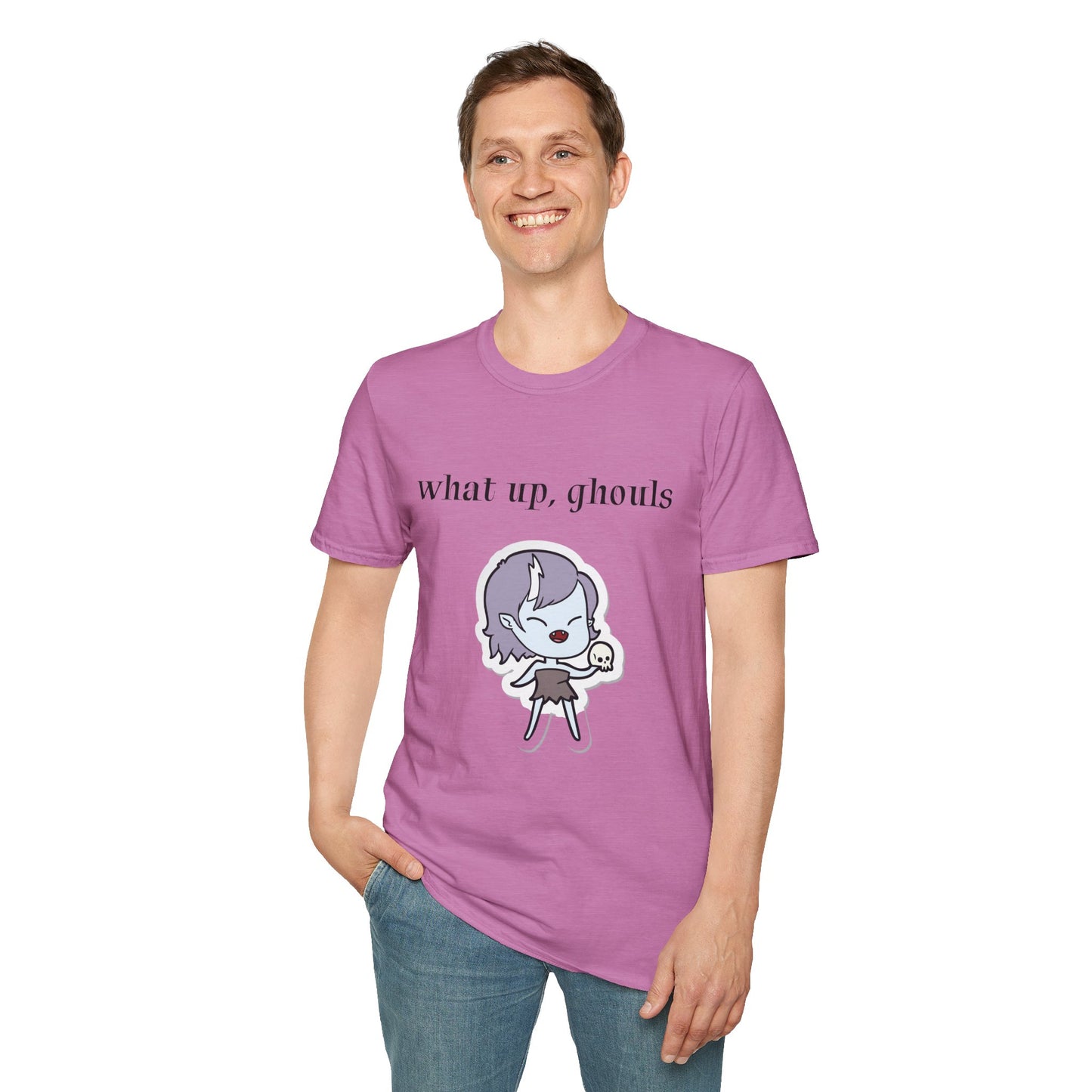 What up, ghouls - Unisex Softstyle T-Shirt 100% Cotton Graphic