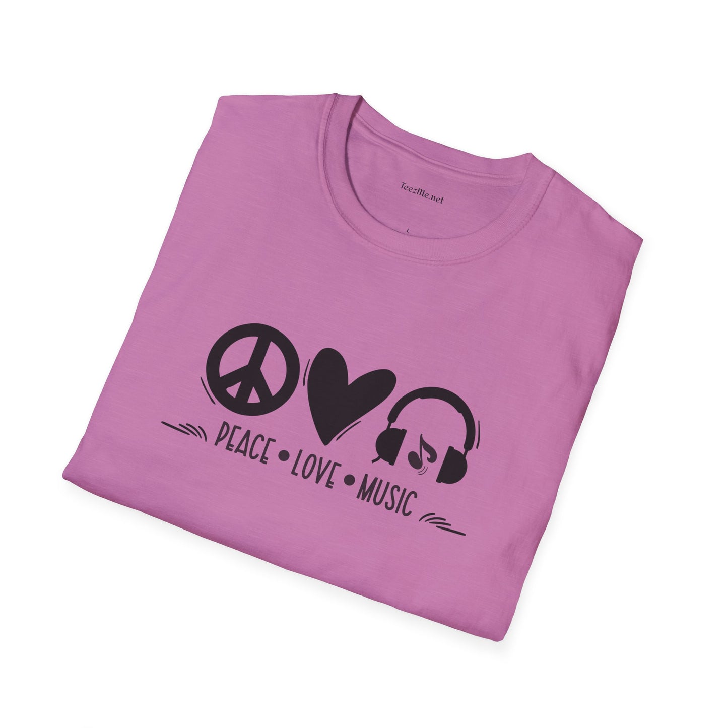 Peace Love Music - Unisex Softstyle T-Shirt 100% Cotton Graphic