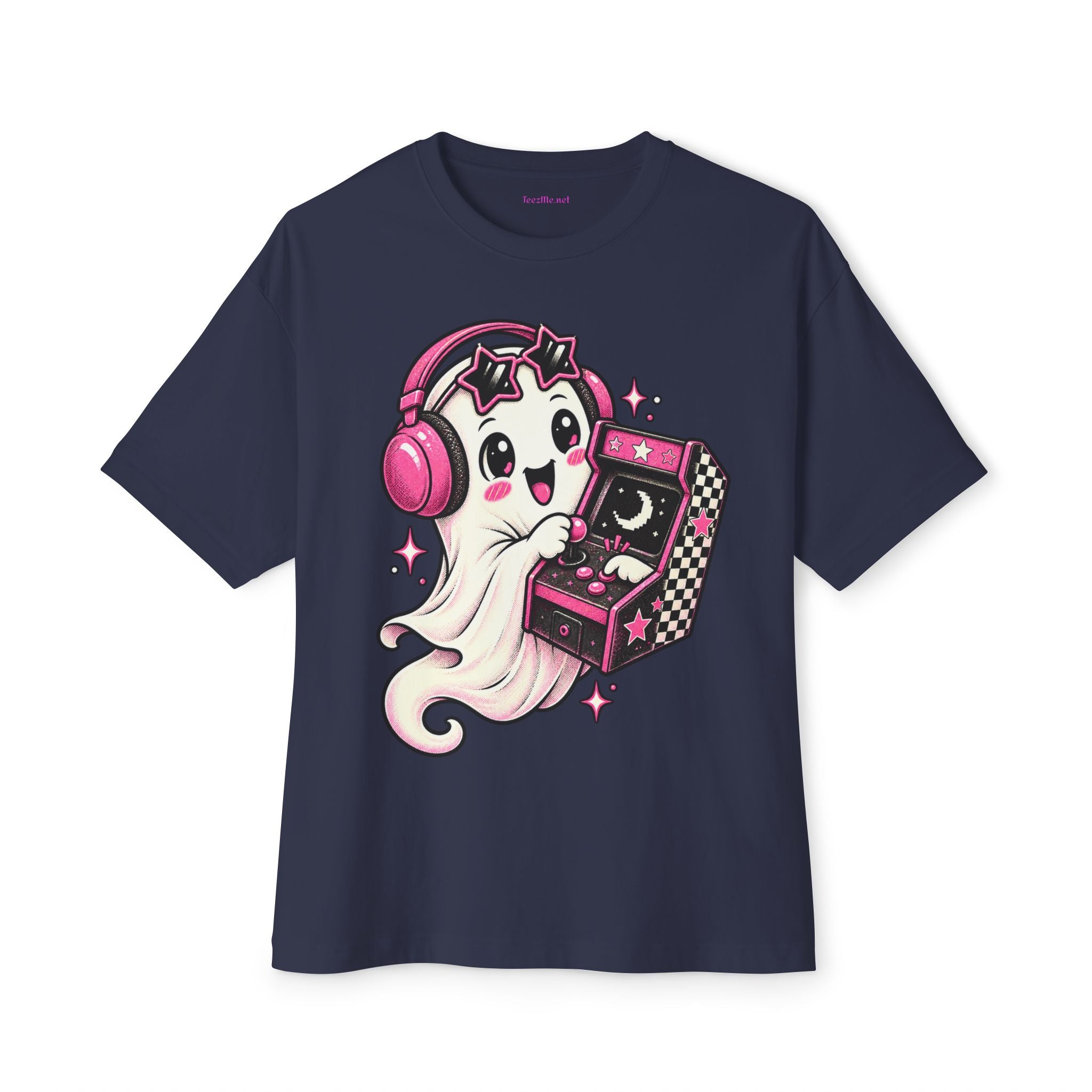 Cute Ghost Arcade Tee — Kawaii Pink Gaming Shirt