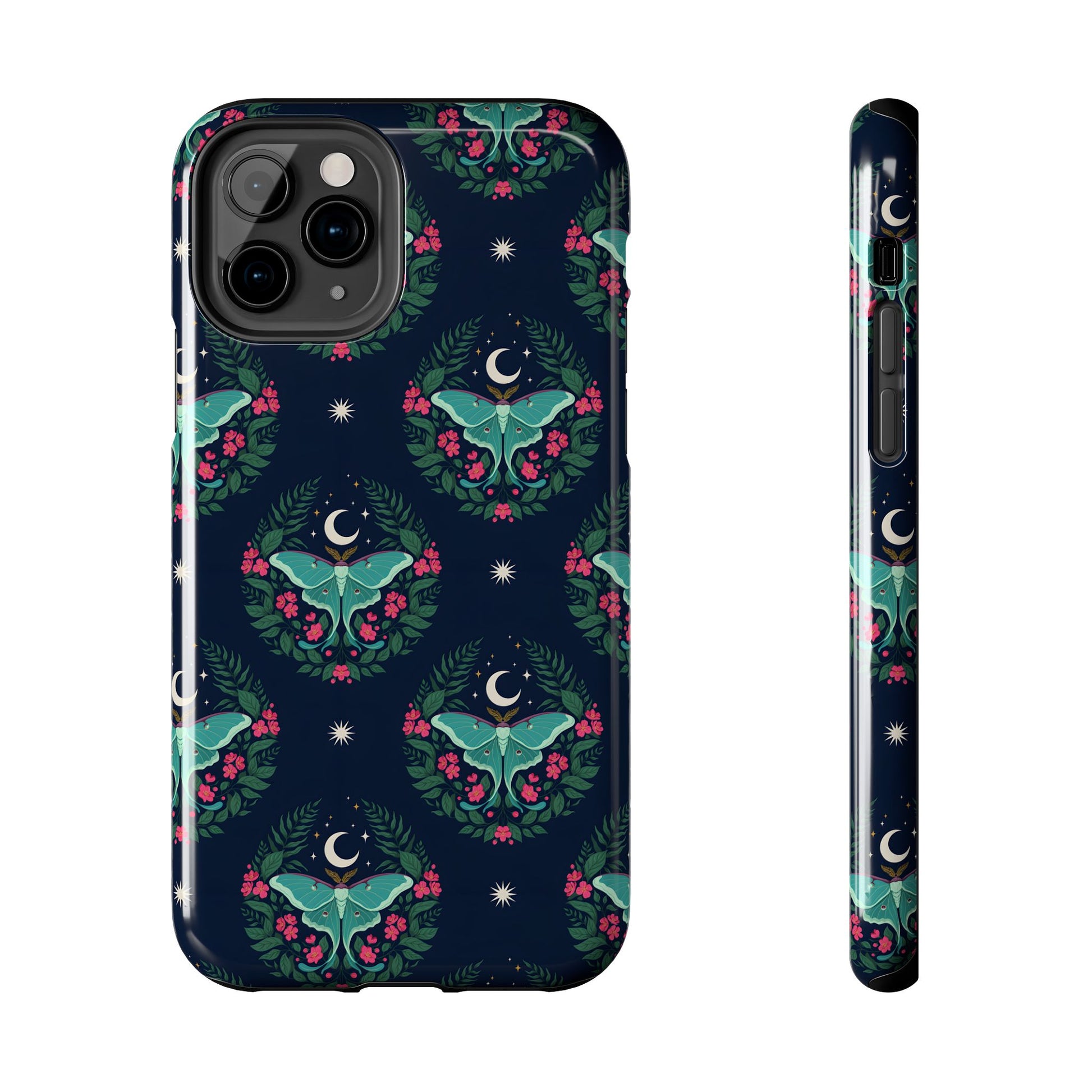 Moon Moth Tough Phone Case — Botanical Nightscape Protective Cover