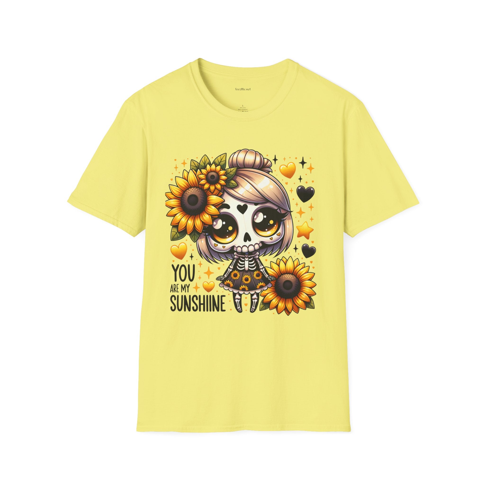 Sunflower Day of the Dead Tee — "You Are My Sunshine" Cute Sugar Skull Shirt