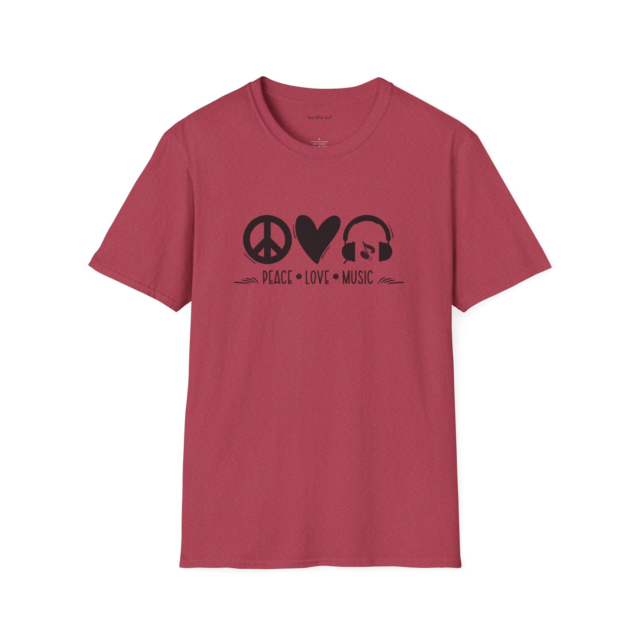 Peace Love Music - Unisex Softstyle T-Shirt 100% Cotton Graphic