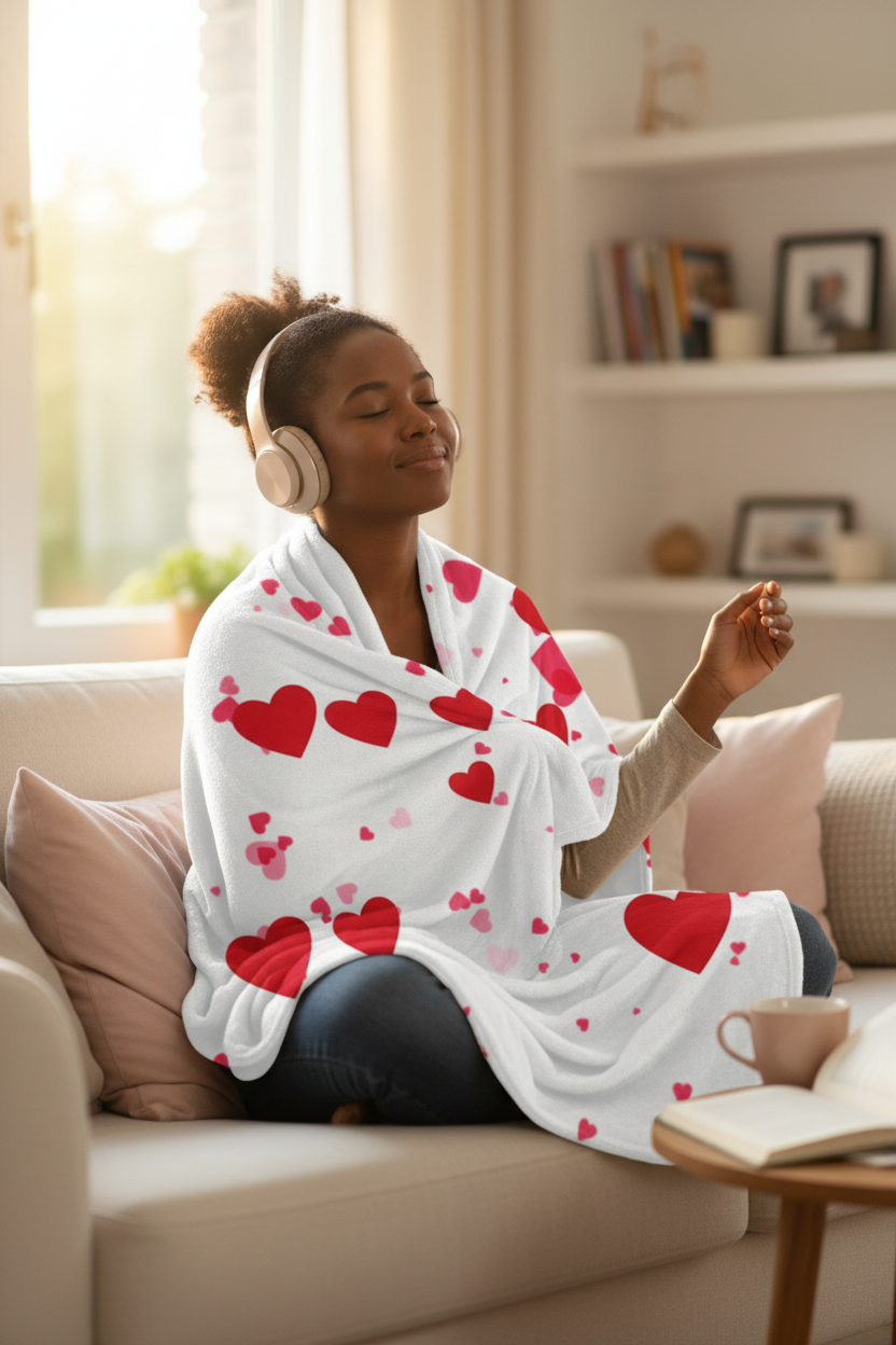 Hearts - Velveteen Plush Blanket Graphic