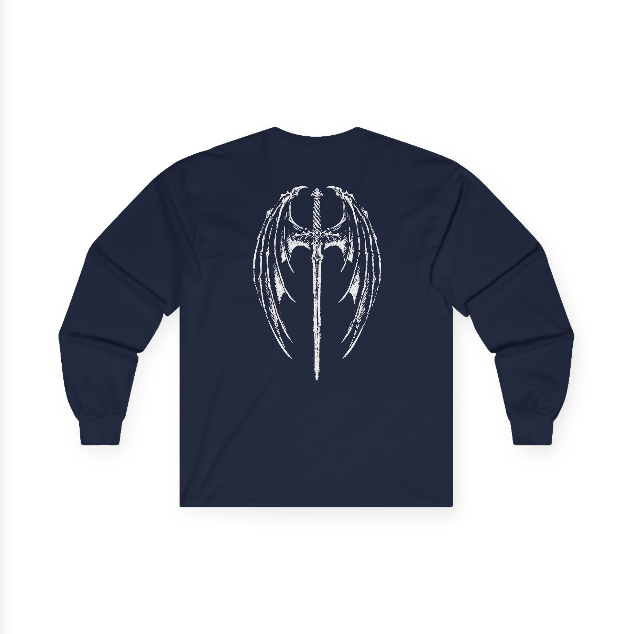 Gothic Winged Cross Long Sleeve Tee – Dark Angel Graphic Tee (back design)