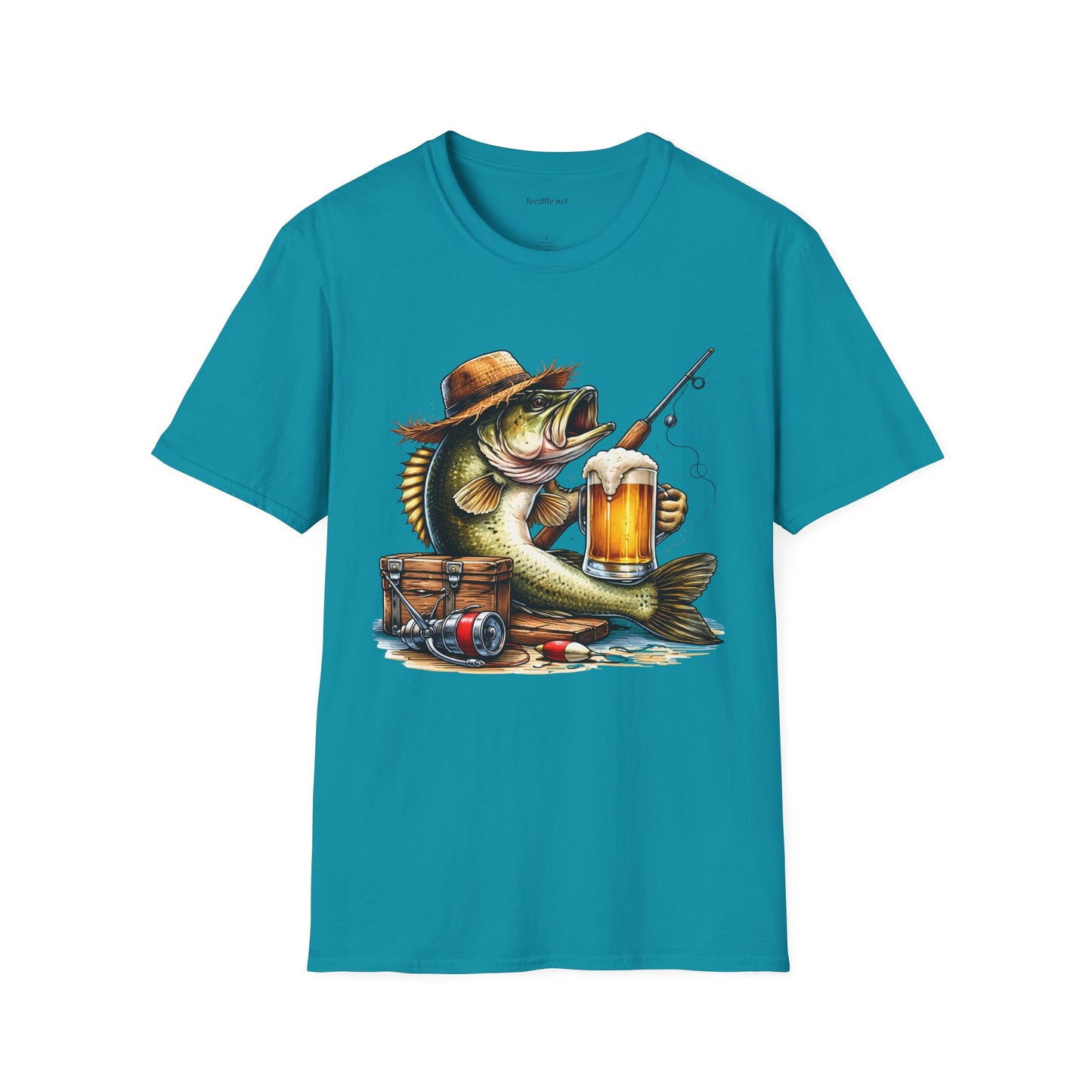 Bass Drinking Beer Unisex Soft Style T-Shirt 100% Cotton Graphic