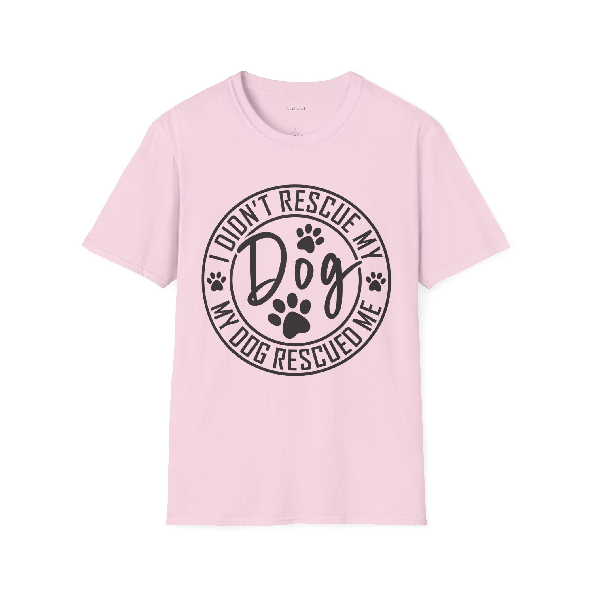 Rescue Dog T-Shirt – "I Didn't Rescue My Dog, My Dog Rescued Me" Paw Print Tee