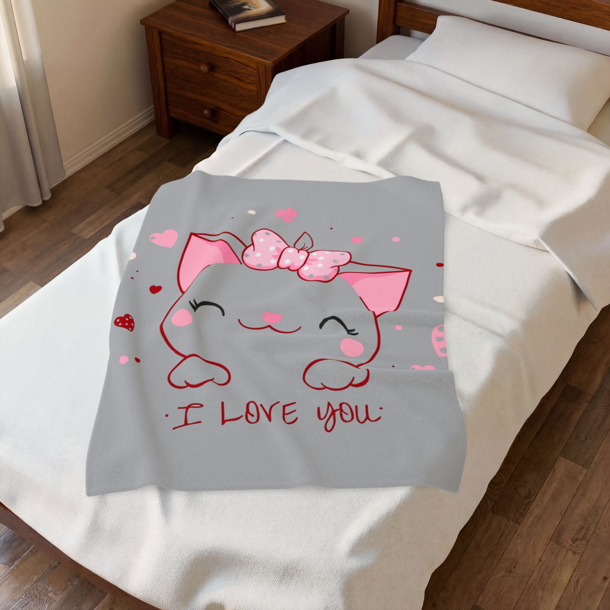 Kitty Love Velveteen Plush Blanket