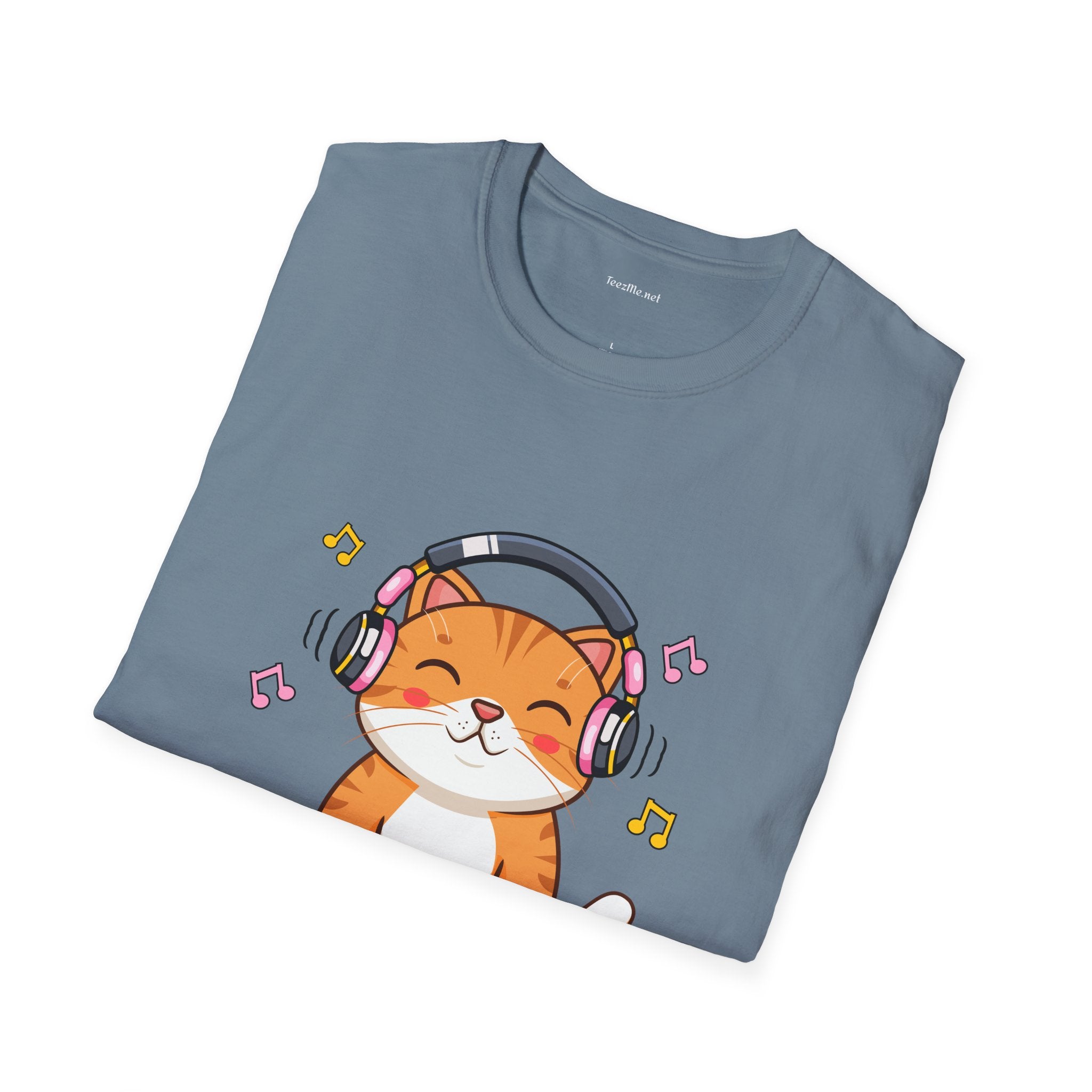 Cat with Headphones T-Shirt — Cute Music Kitty Tee