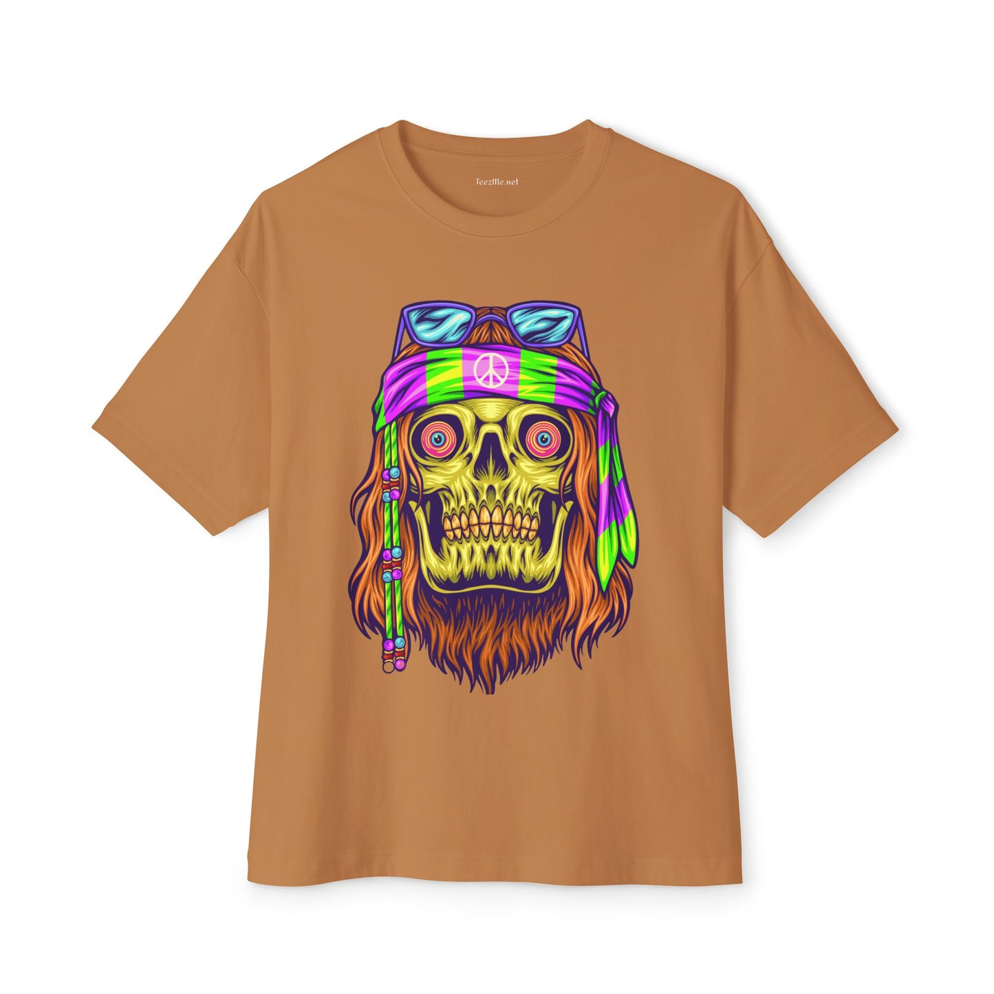 Psychedelic Hippie Skull Unisex Oversized Boxy Tee