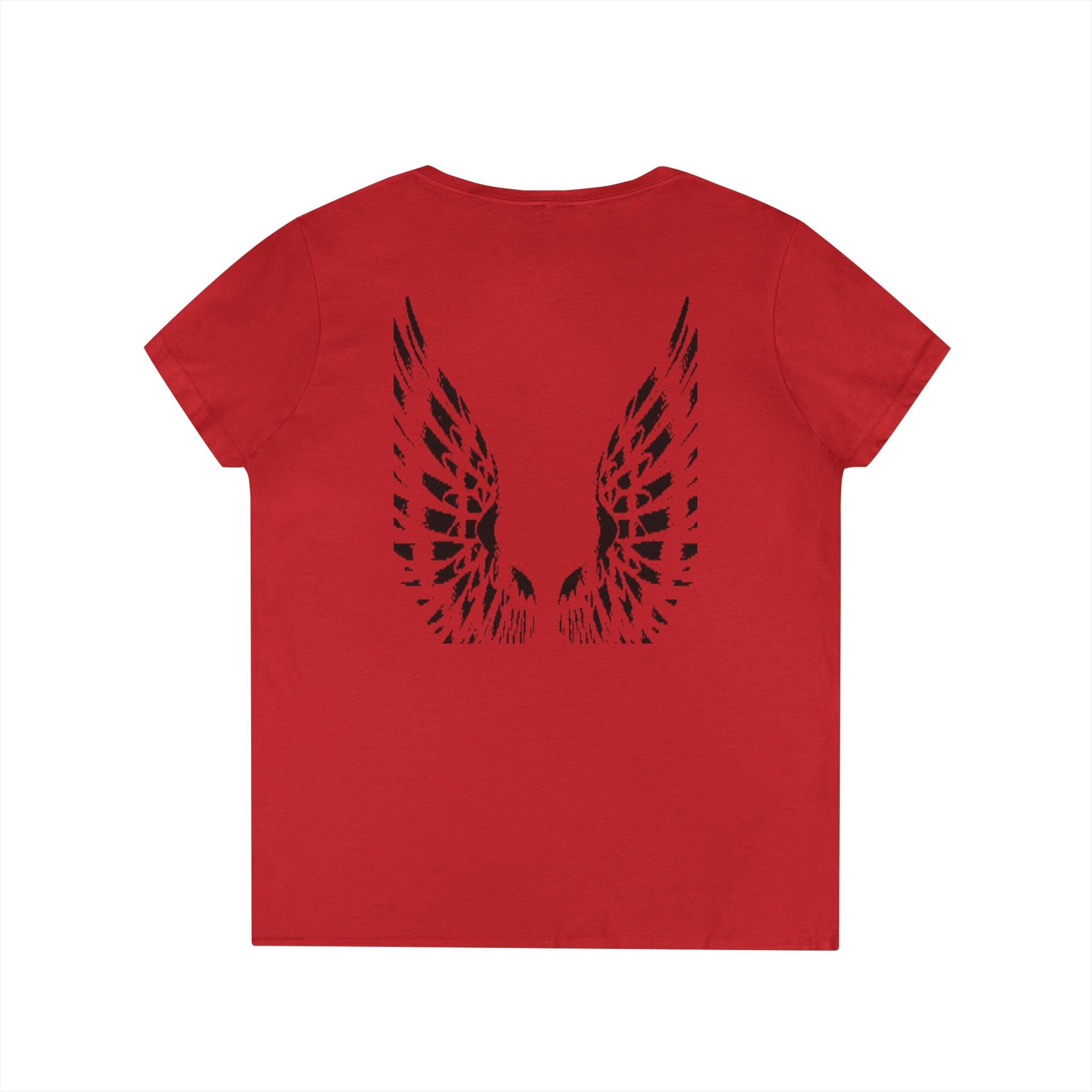 Angel Wings (back) - Ladies' V-Neck T-Shirt 100% cotton
