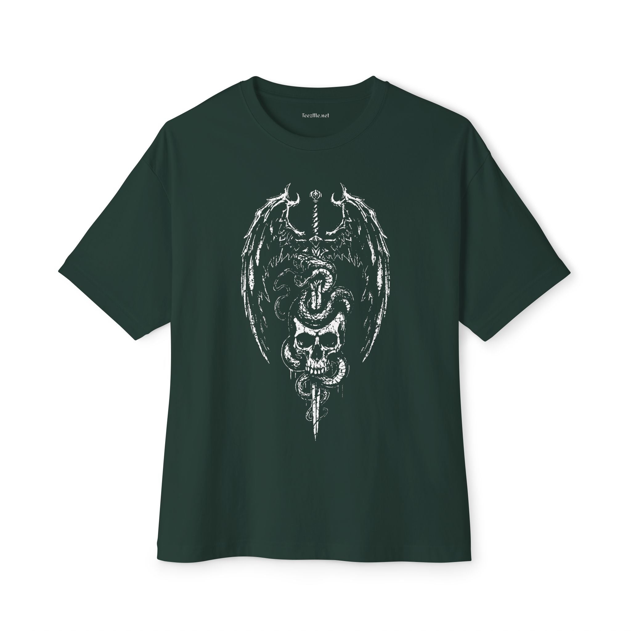Skull & Serpent Graphic Tee — Gothic Dragon Wing Shirt