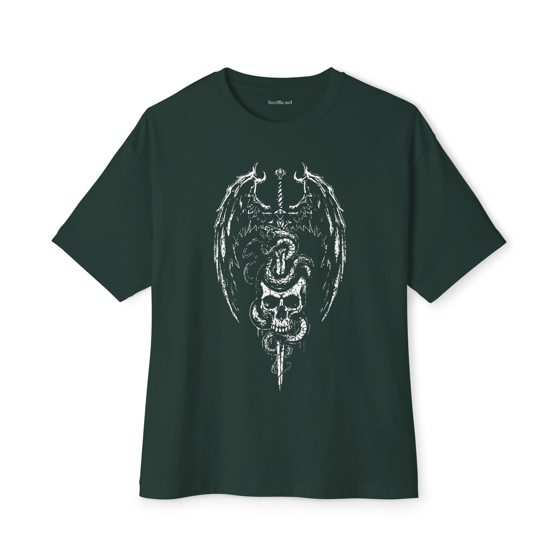 Skull & Serpent Graphic Tee — Gothic Dragon Wing Shirt