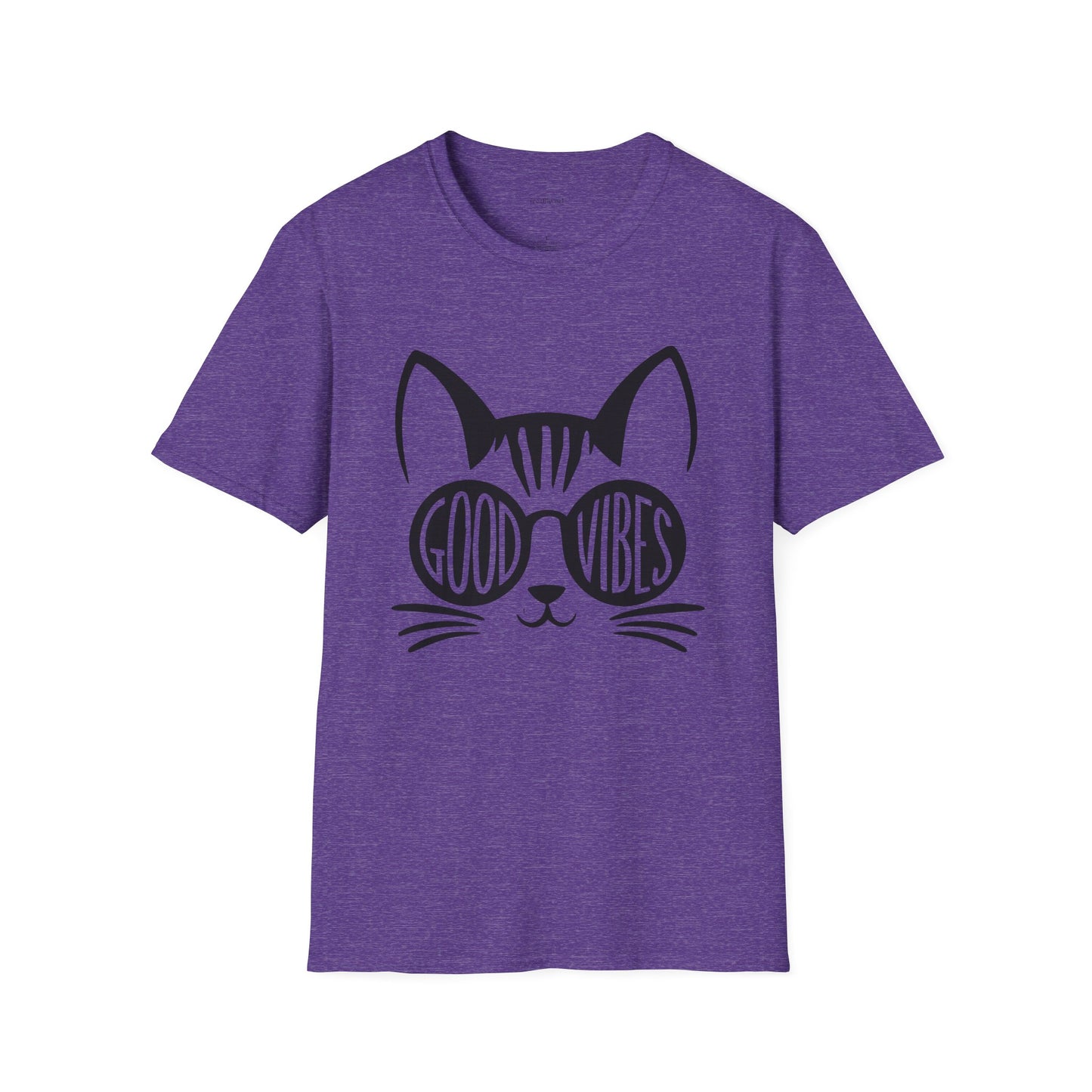 Good Vibes Cat Glasses 01 Unisex Softstyle T-Shirt 100% Cotton Graphic