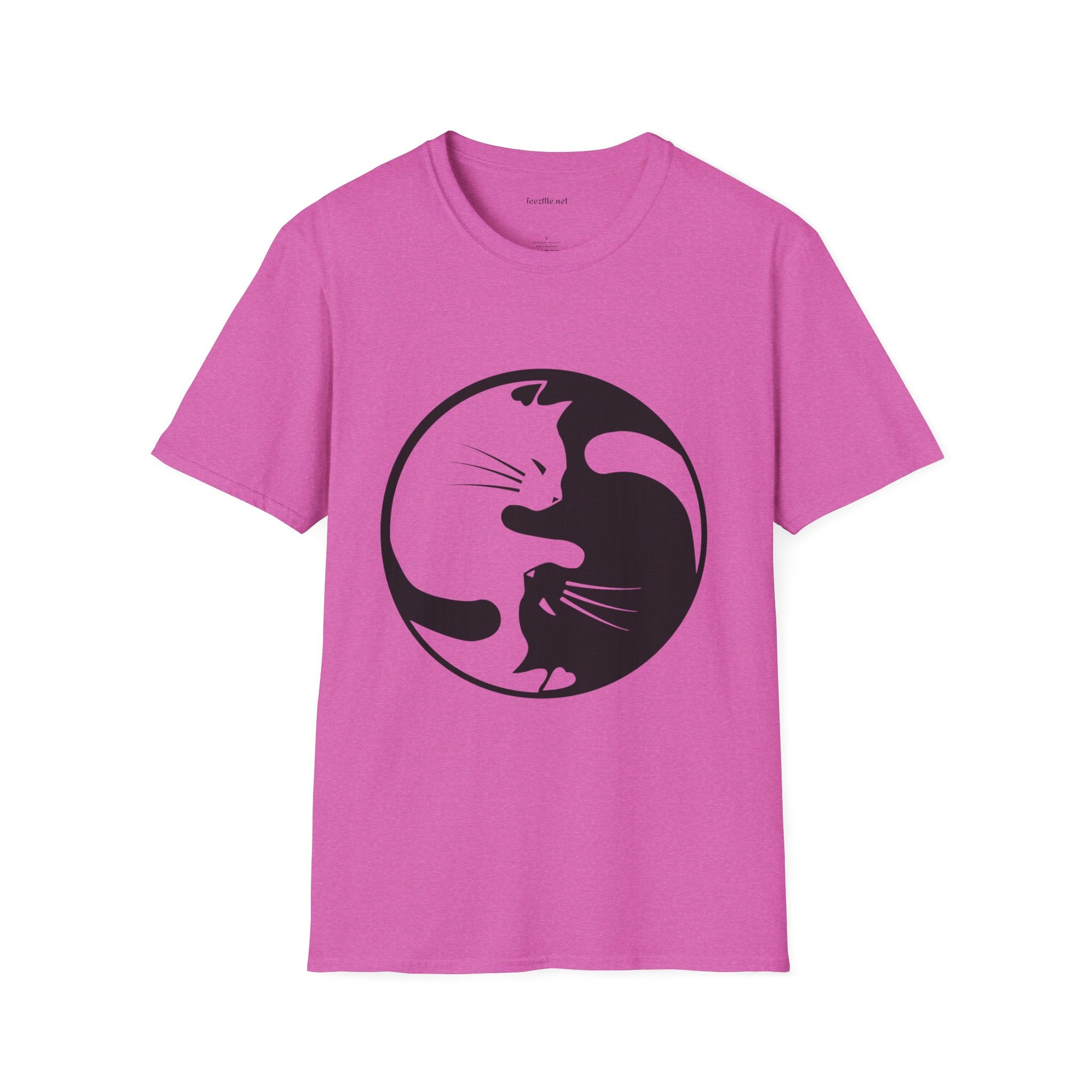 Yin Yang Cat3 Unisex Soft T-Shirt 100% Cotton Graphic