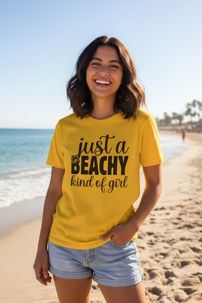Just a BEACHY kind of girl Unisex Softstyle T-Shirt 100% Cotton Graphic