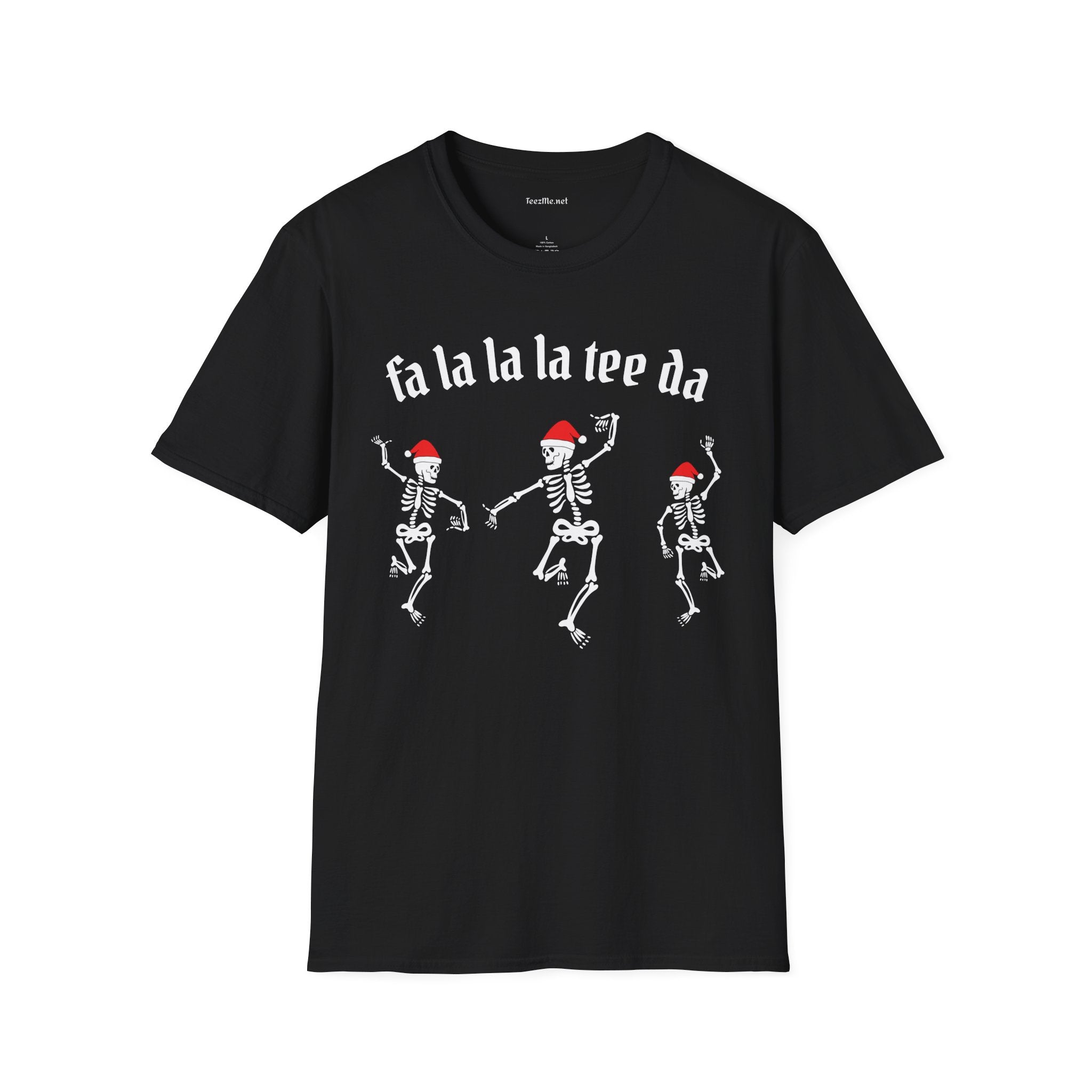 Dancing Santa Skeletons fa la la la Unisex Softstyle T-Shirt 100% Cotton Graphic