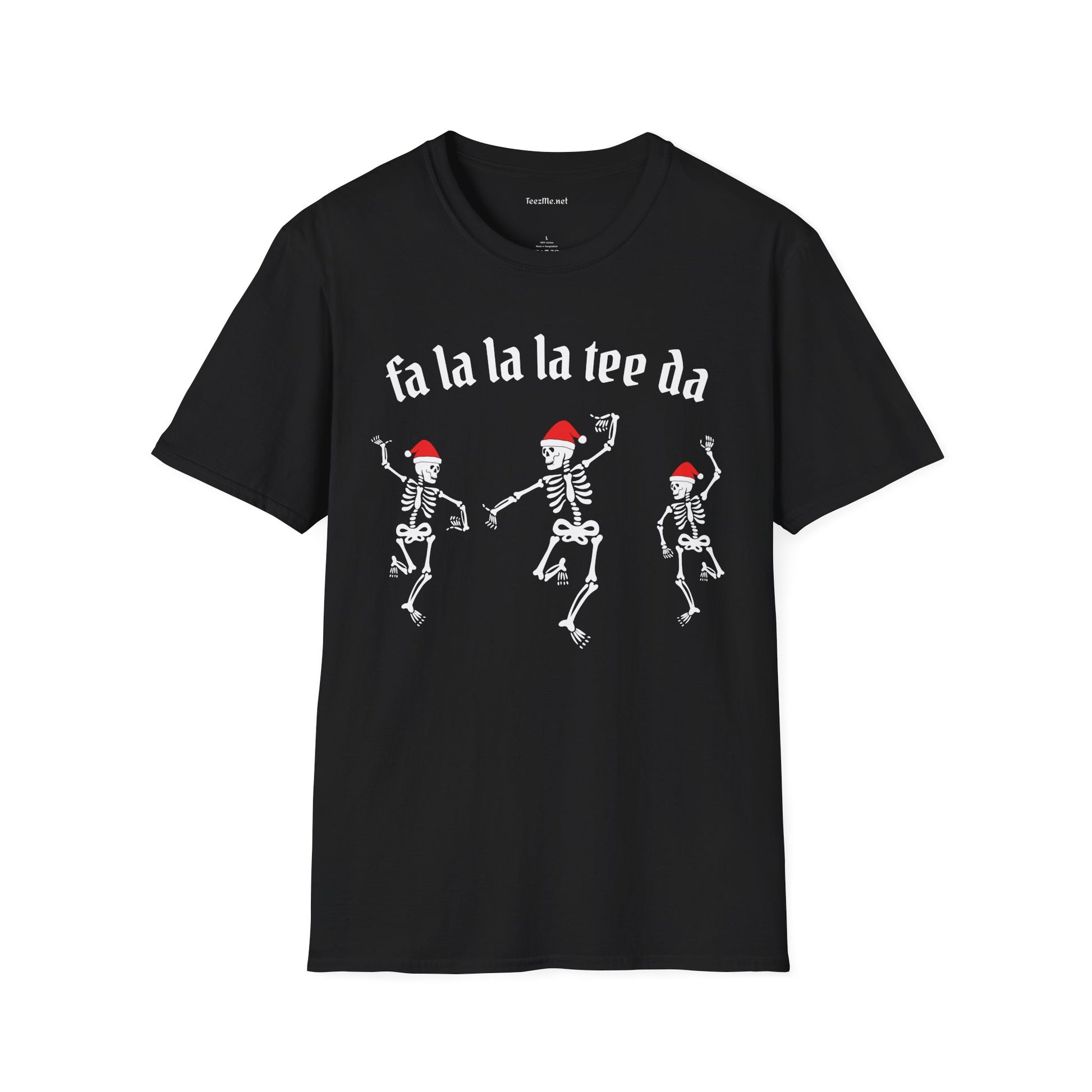 Dancing Santa Skeletons fa la la la Unisex Softstyle T-Shirt 100% Cotton Graphic