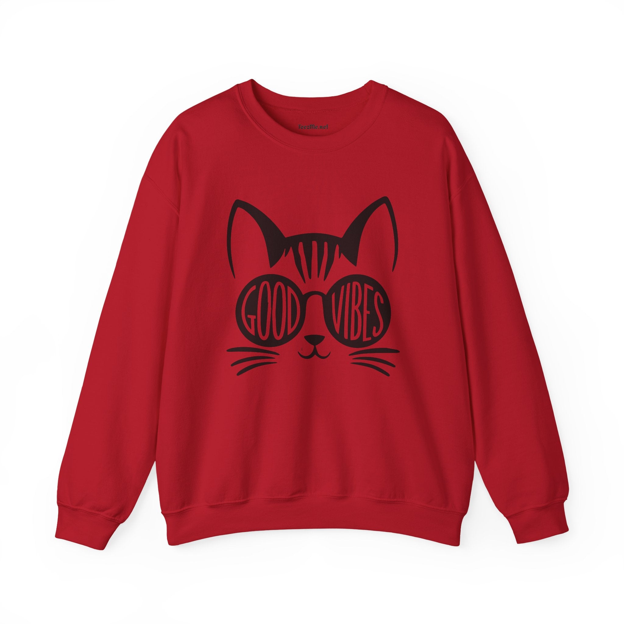 Good Vibes Cat Glasses  Unisex Heavy Blend™ Crewneck Sweatshirt Inspirational