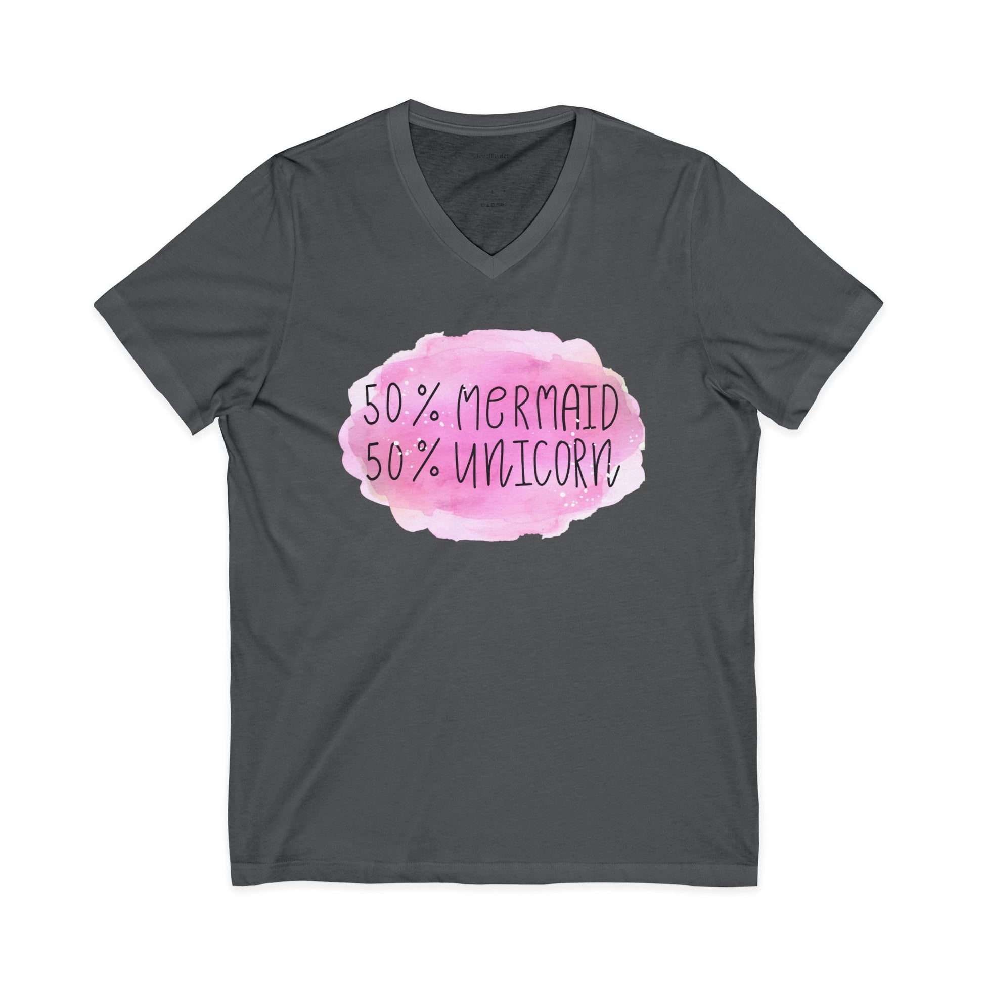 50% Mermaid 50% Unicorn - Unisex Jersey Short Sleeve V-Neck Tee