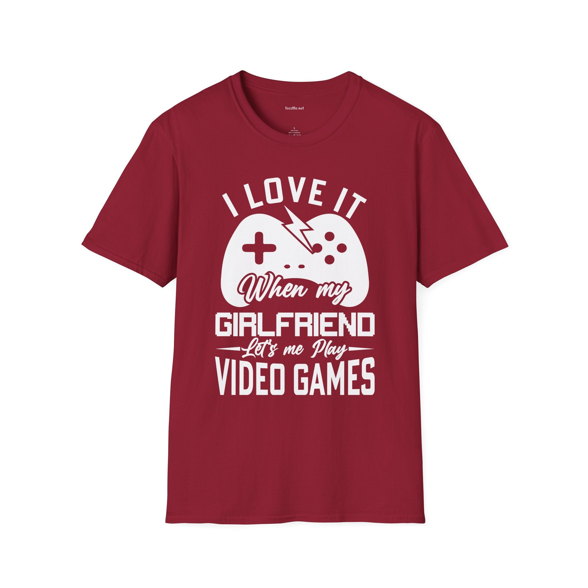 I Love It When My Girlfriend Let's Me Play Unisex Softstyle T-Shirt 100% Cotton Graphic