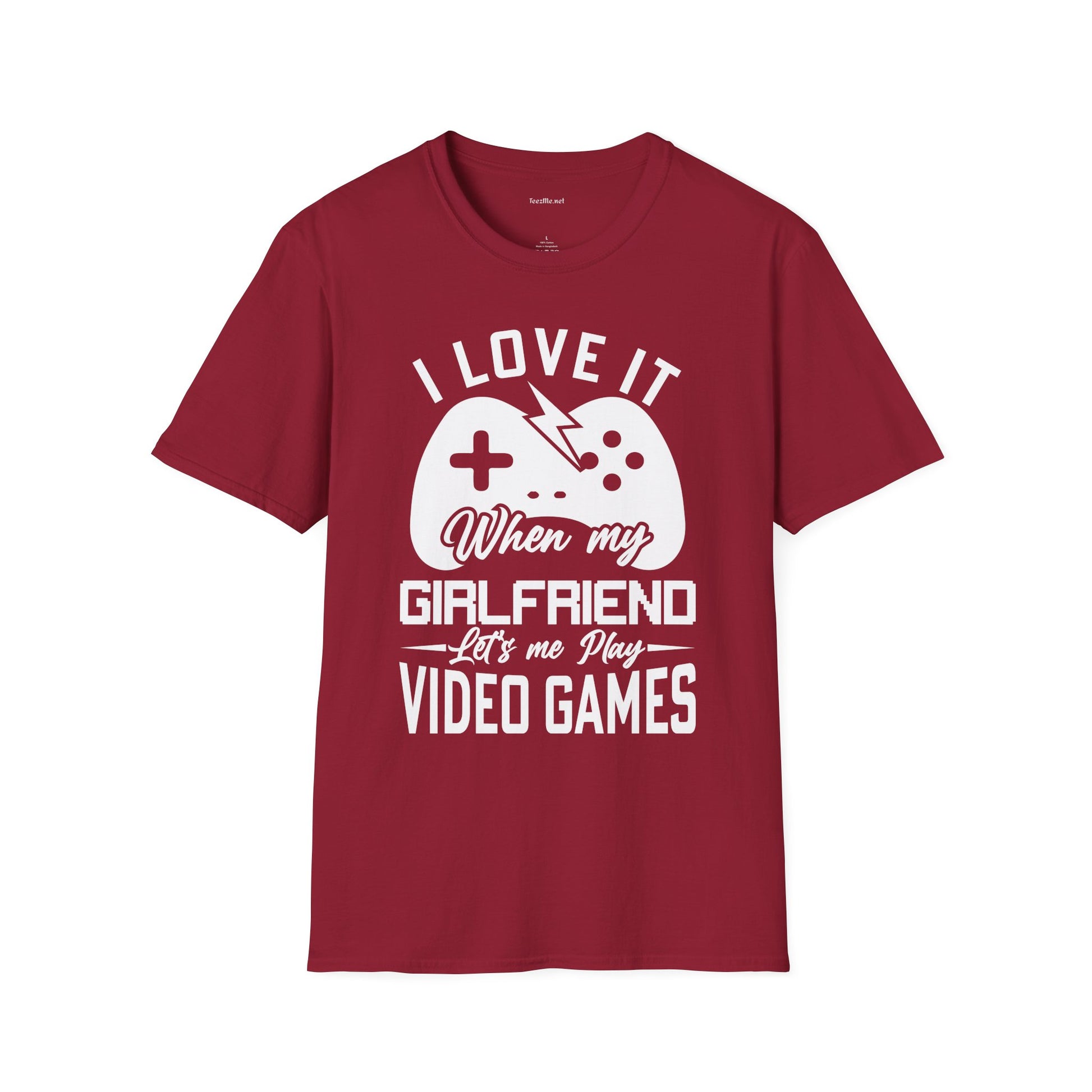 I Love It When My Girlfriend Let's Me Play Unisex Softstyle T-Shirt 100% Cotton Graphic