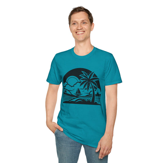 Beach Sunrise - Unisex Softstyle T-Shirt 100% Cotton Graphic
